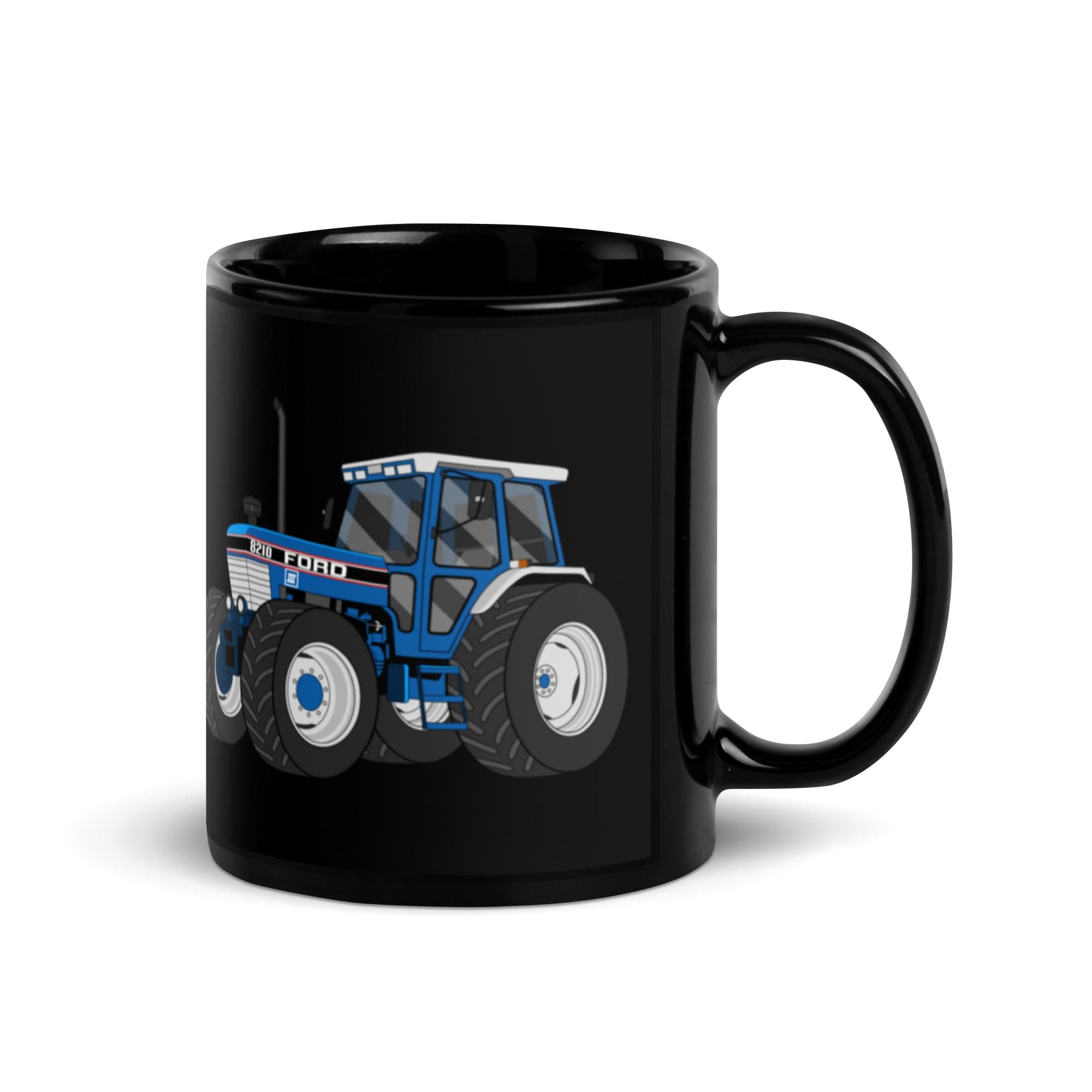 The Tractors Mugs Store Ford 8210 4WD Black Glossy Mug Quality Farmers Merch