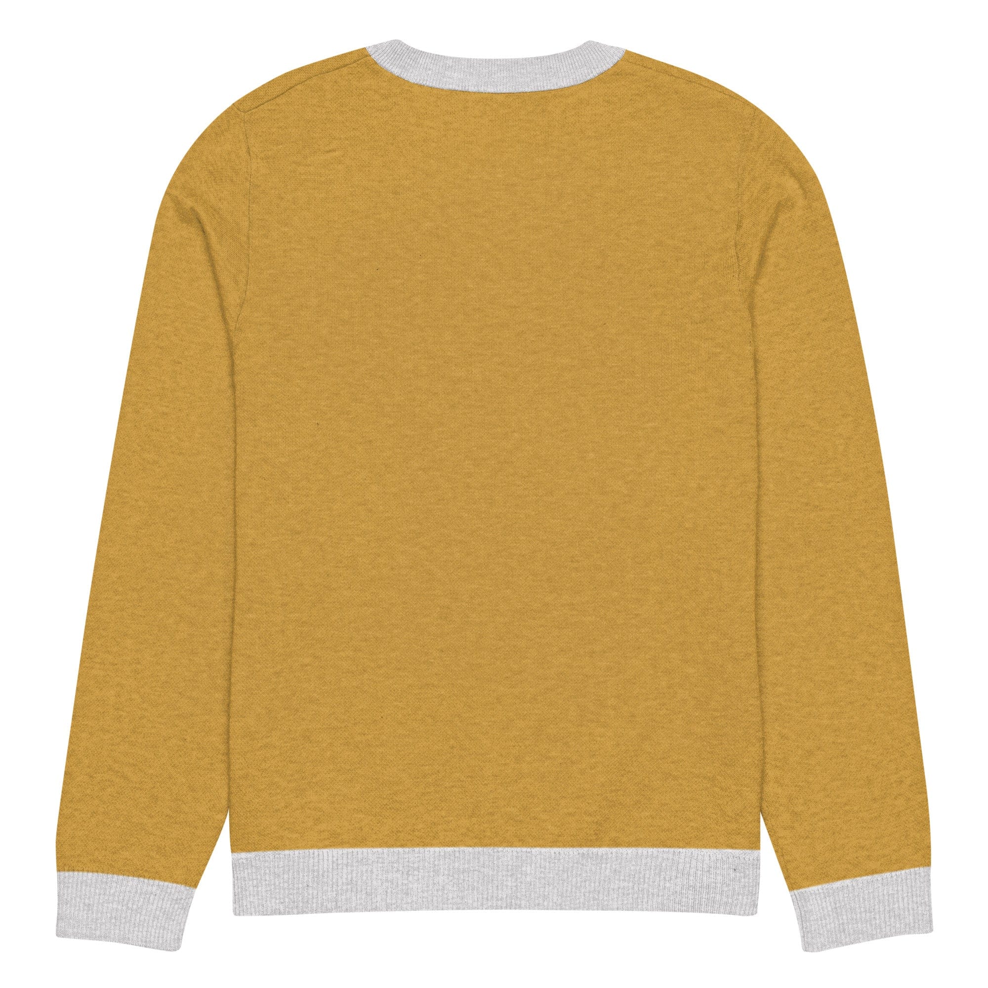 The Tractors Mugs Store Happy Farmer (Yellow) Knitted crew neck sweater Quality Farmers Merch