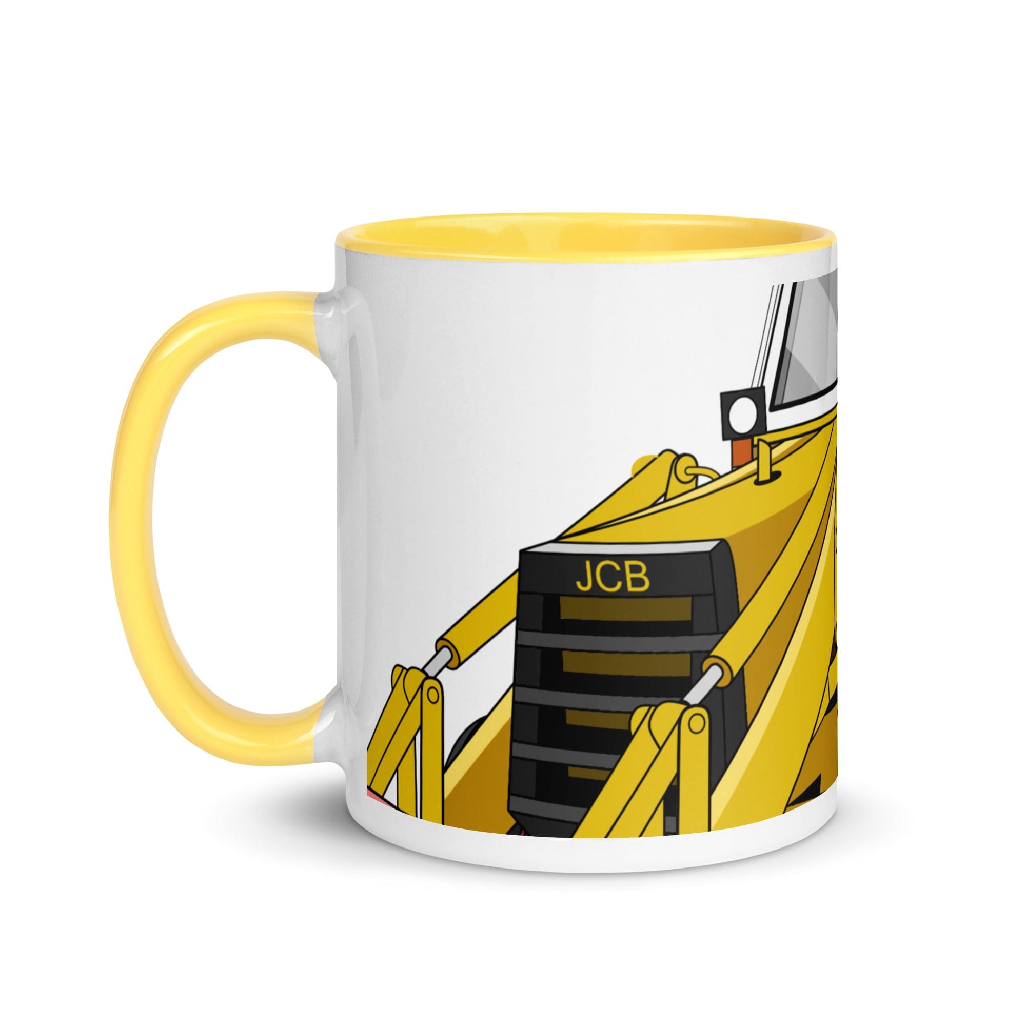 The Tractors Mugs Store JCB 3CX White Cabin 2WD 2.0 Mug with Color Inside Quality Farmers Merch