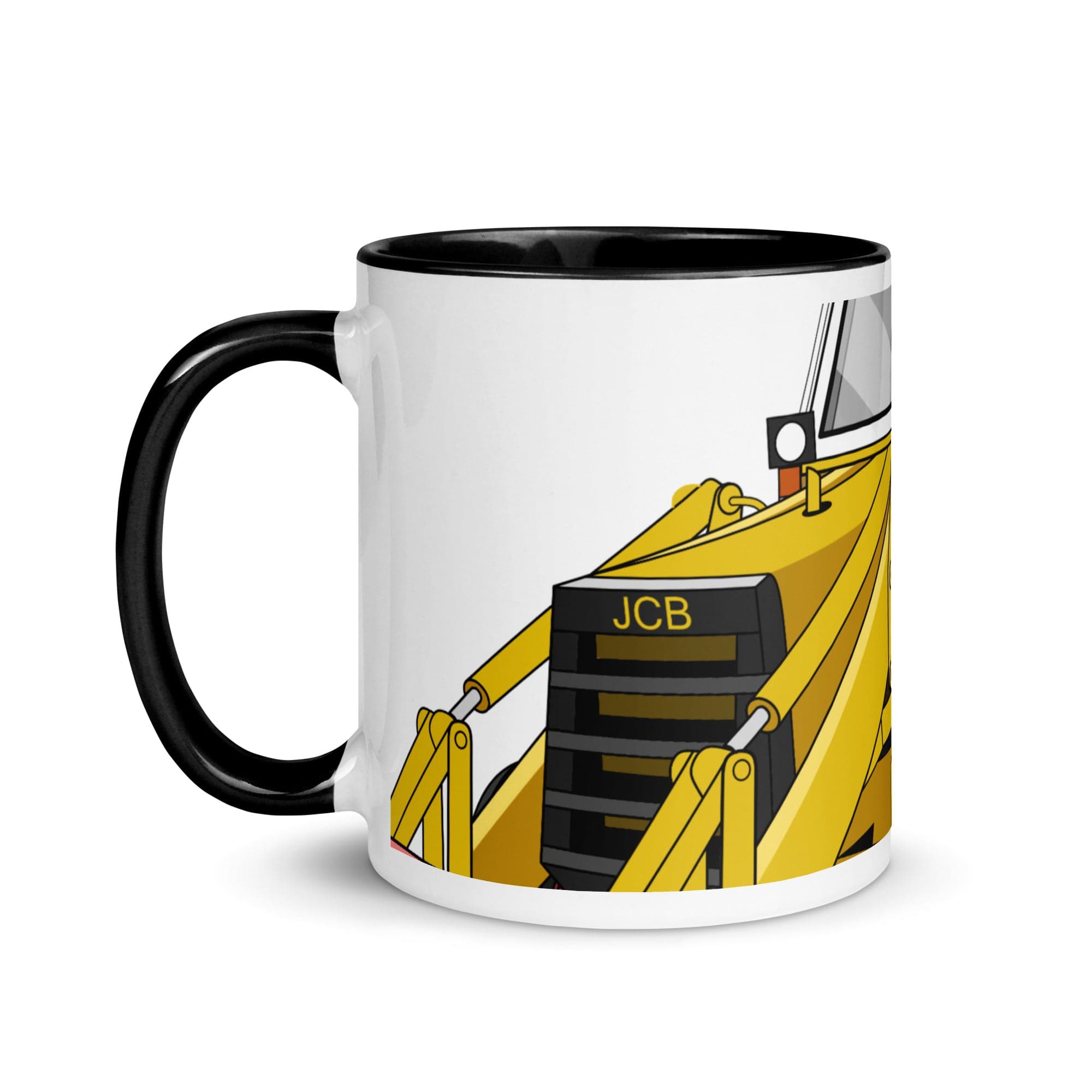 The Tractors Mugs Store JCB 3CX White Cabin 2WD 2.0 Mug with Color Inside Quality Farmers Merch