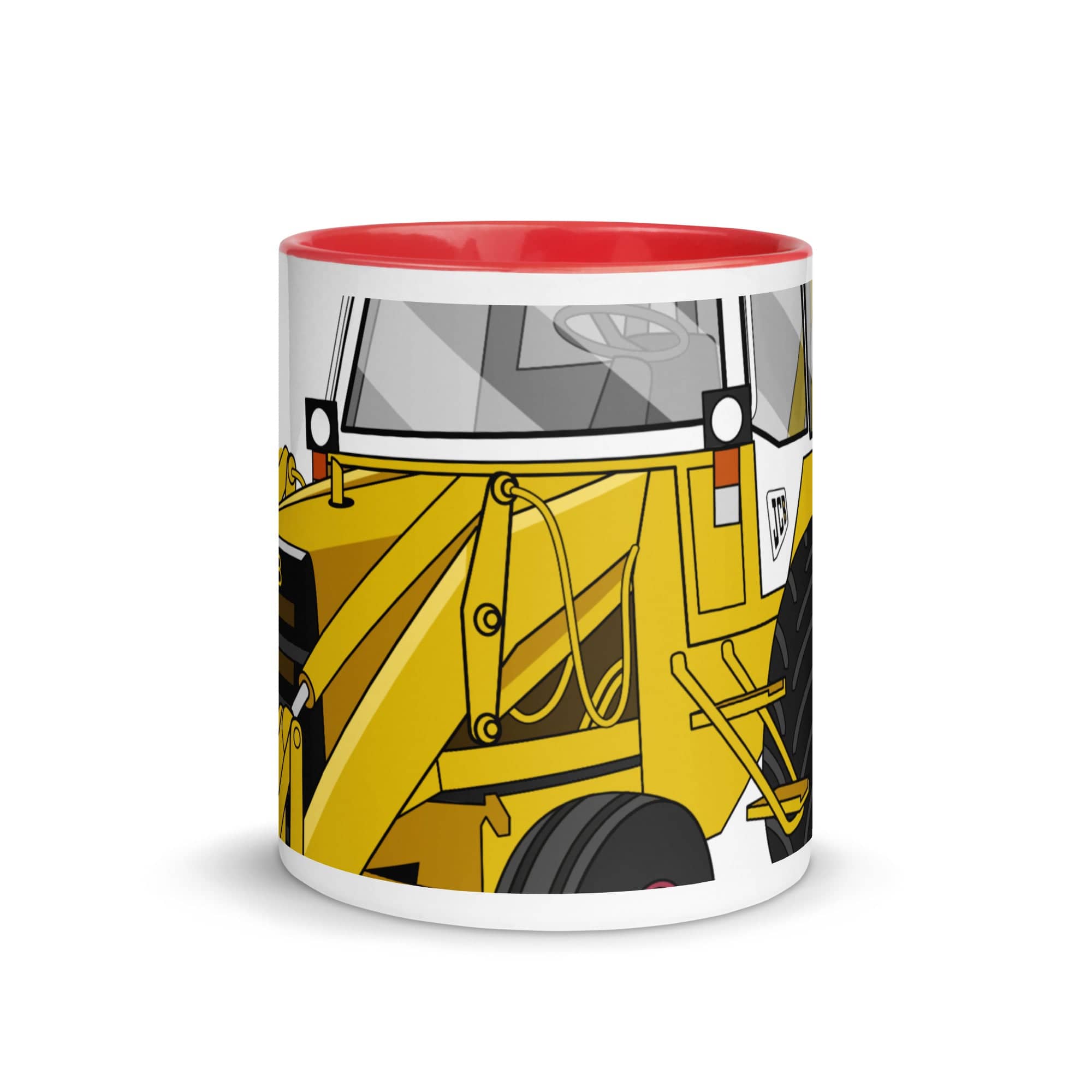 The Tractors Mugs Store JCB 3CX White Cabin 2WD 2.0 Mug with Color Inside Quality Farmers Merch