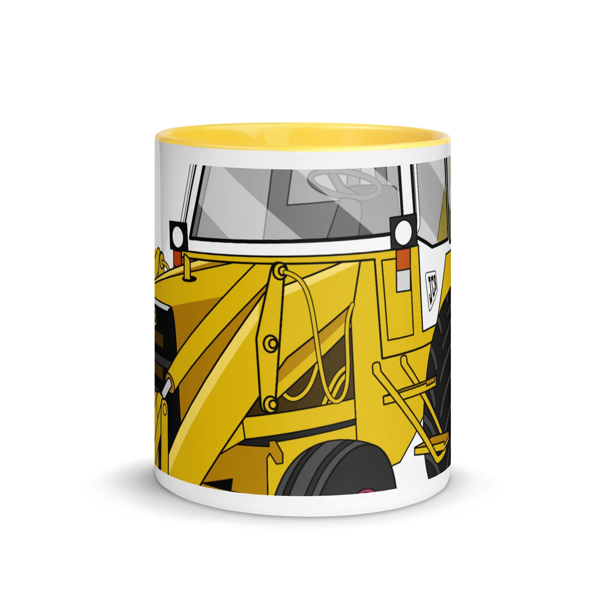 The Tractors Mugs Store JCB 3CX White Cabin 2WD 2.0 Mug with Color Inside Quality Farmers Merch