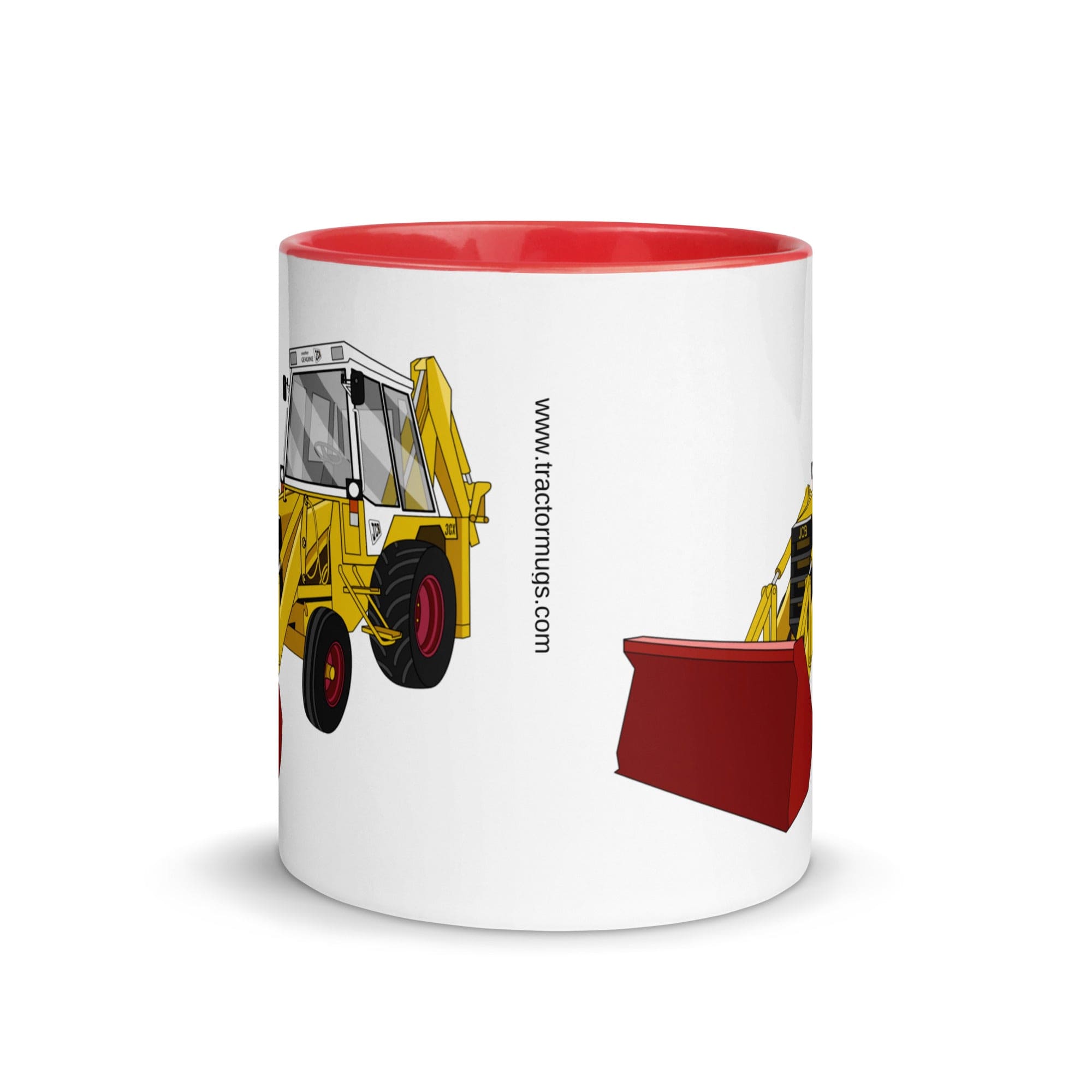 The Tractors Mugs Store JCB 3CX White Cabin 2WD Mug with Color Inside Quality Farmers Merch