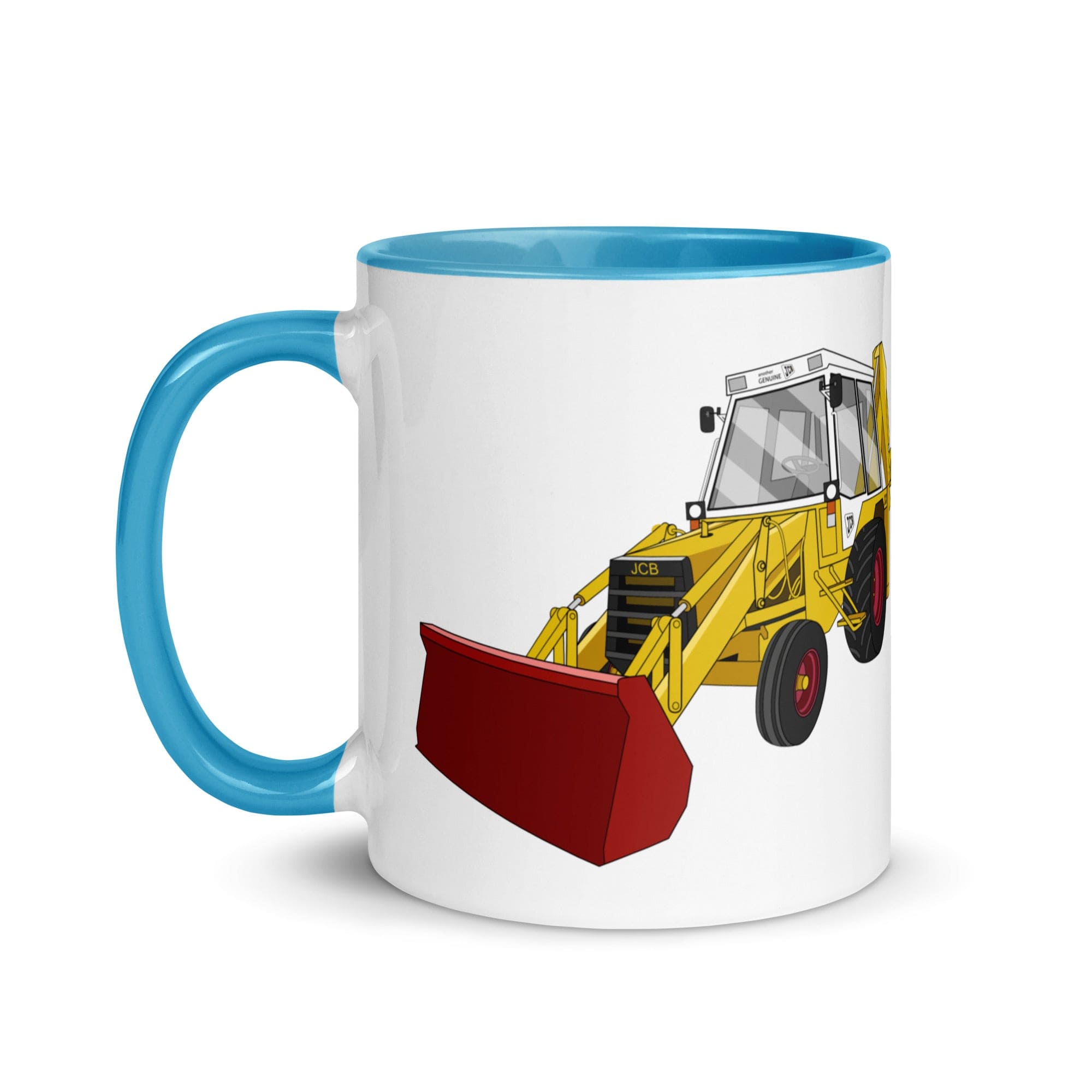 The Tractors Mugs Store JCB 3CX White Cabin 2WD Mug with Color Inside Quality Farmers Merch