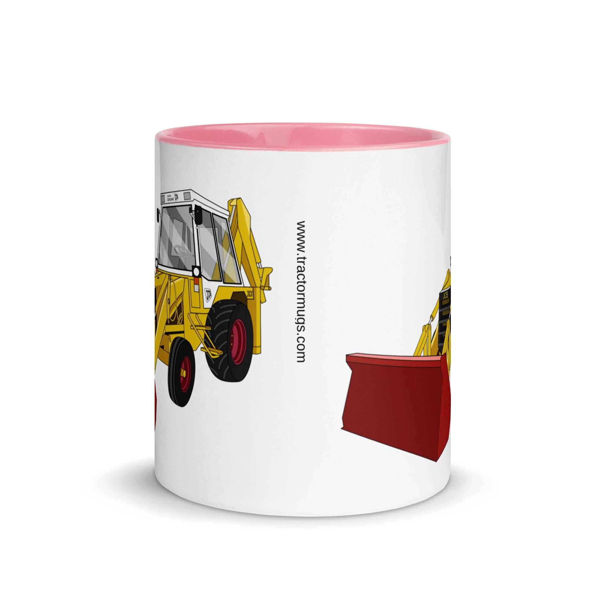 The Tractors Mugs Store JCB 3CX White Cabin 2WD Mug with Color Inside Quality Farmers Merch
