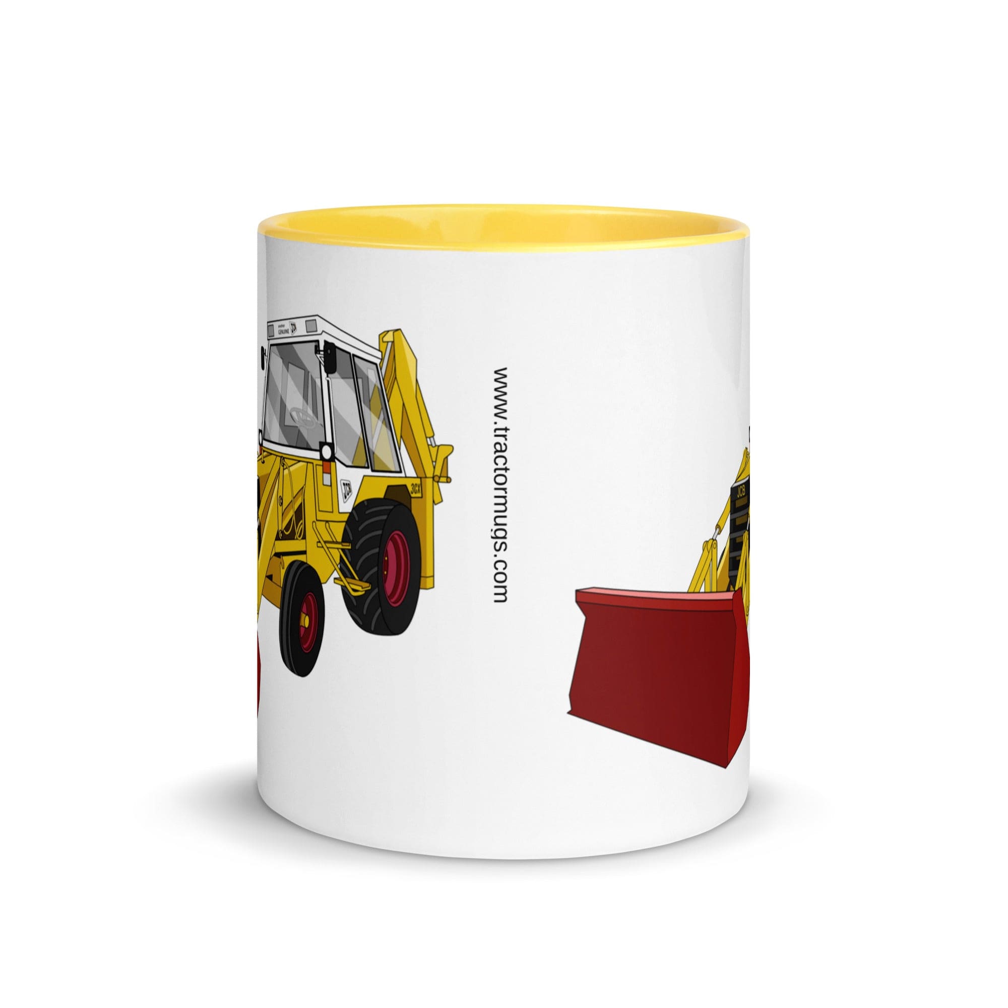 The Tractors Mugs Store JCB 3CX White Cabin 2WD Mug with Color Inside Quality Farmers Merch