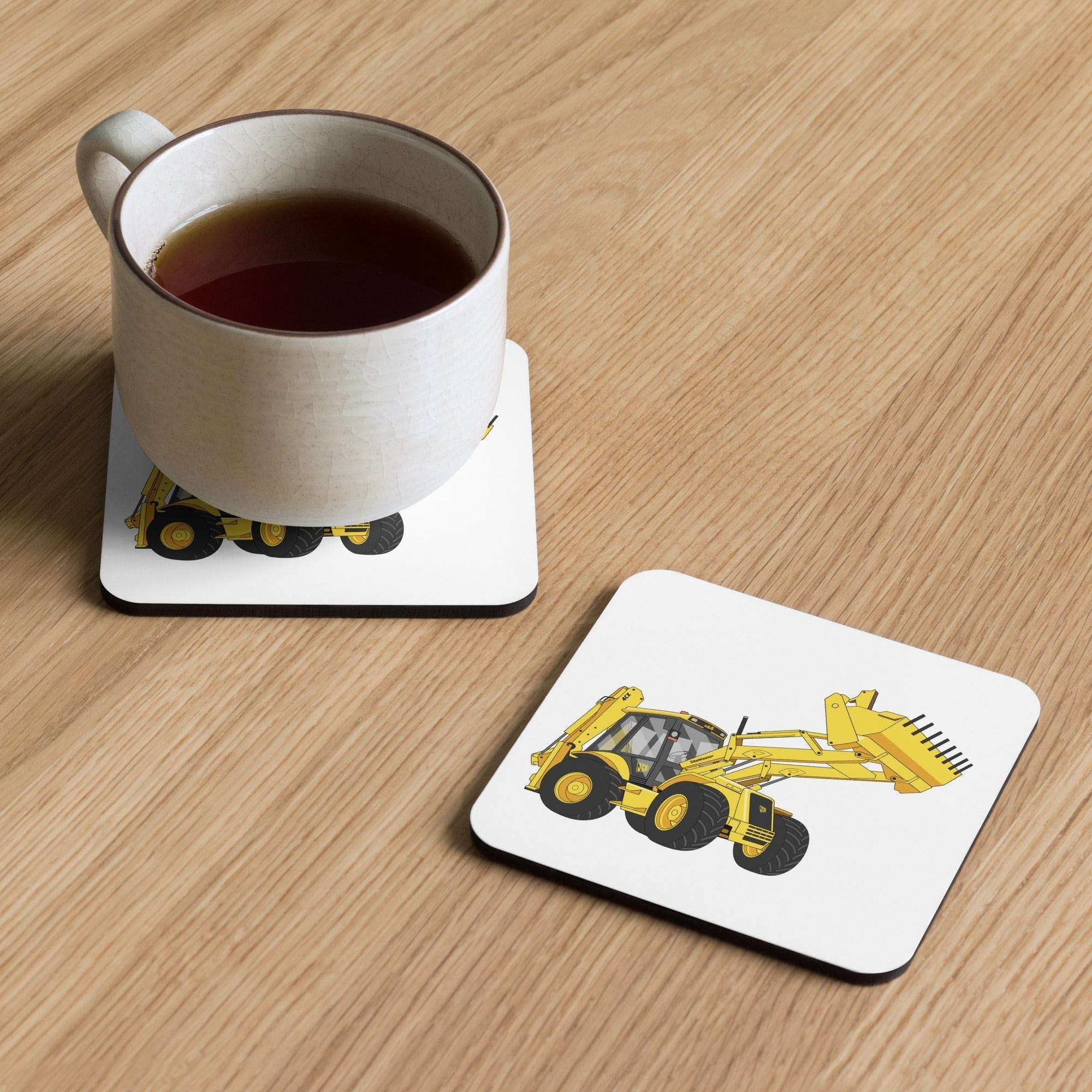 The Tractors Mugs Store JCB 4CX Cork-Back Coaster Quality Farmers Merch