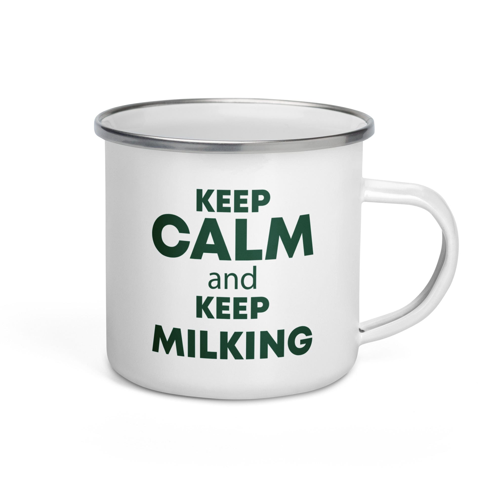 The Tractors Mugs Store KEEP CALM and KEEP MILKING Enamel Mug Quality Farmers Merch
