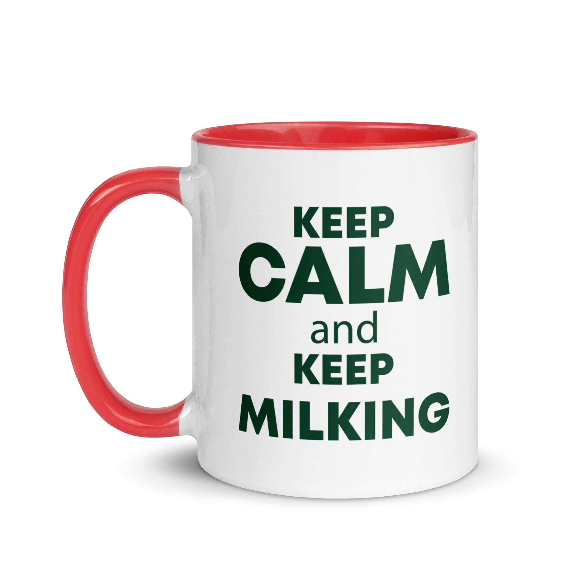 The Tractors Mugs Store KEEP CALM and KEEP MILKING Mug with Color Inside Quality Farmers Merch