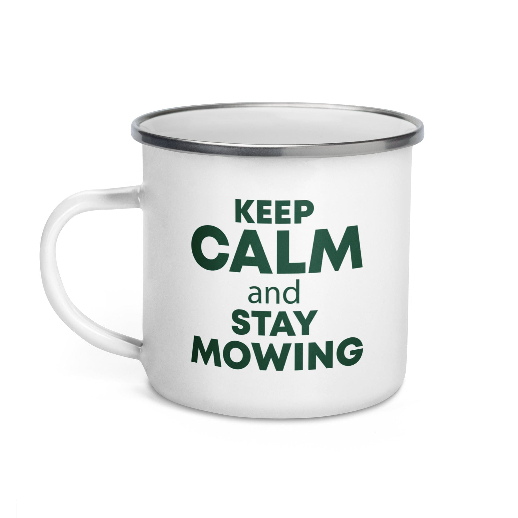 The Tractors Mugs Store KEEP CALM and STAY MOWING Enamel Mug Quality Farmers Merch