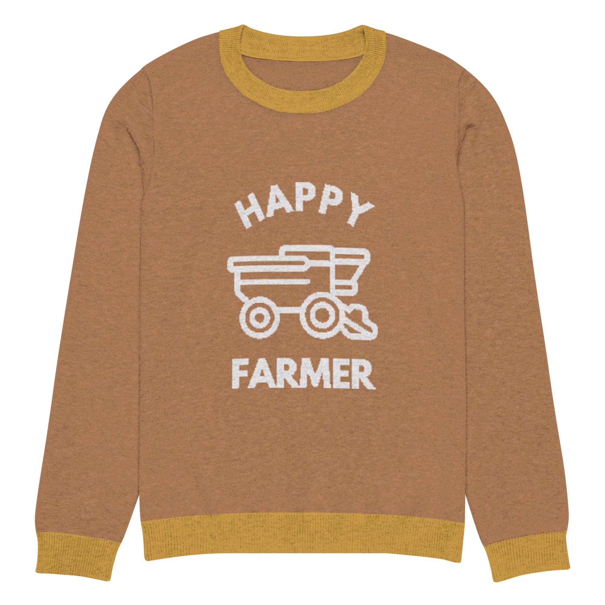 The Tractors Mugs Store M Happy Tillage Farmer Knitted crew neck sweater Quality Farmers Merch