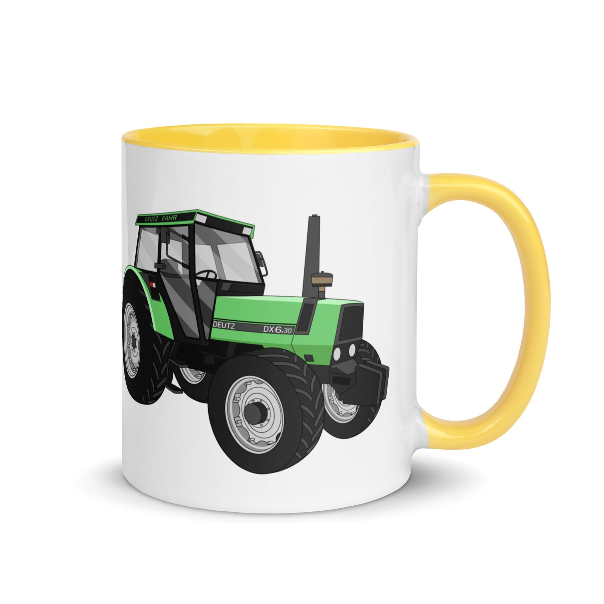 The Tractors Mugs Store Mug with Color Inside Yellow Deutz Fahr DX 6.30 Mug with Color Inside Quality Farmers Merch