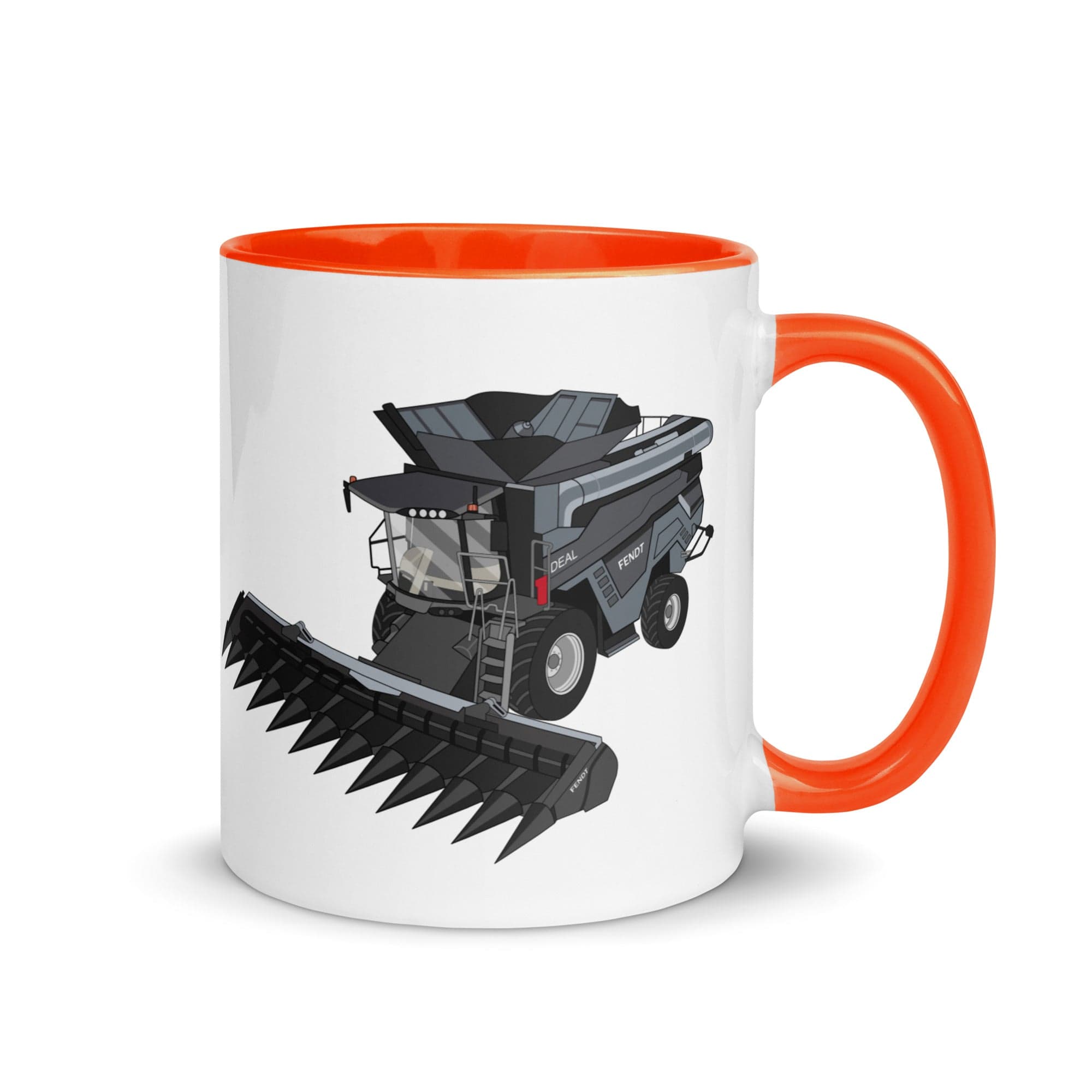 The Tractors Mugs Store Orange Fendt 9T Ideal Combine Harvester Mug with Color Inside Quality Farmers Merch