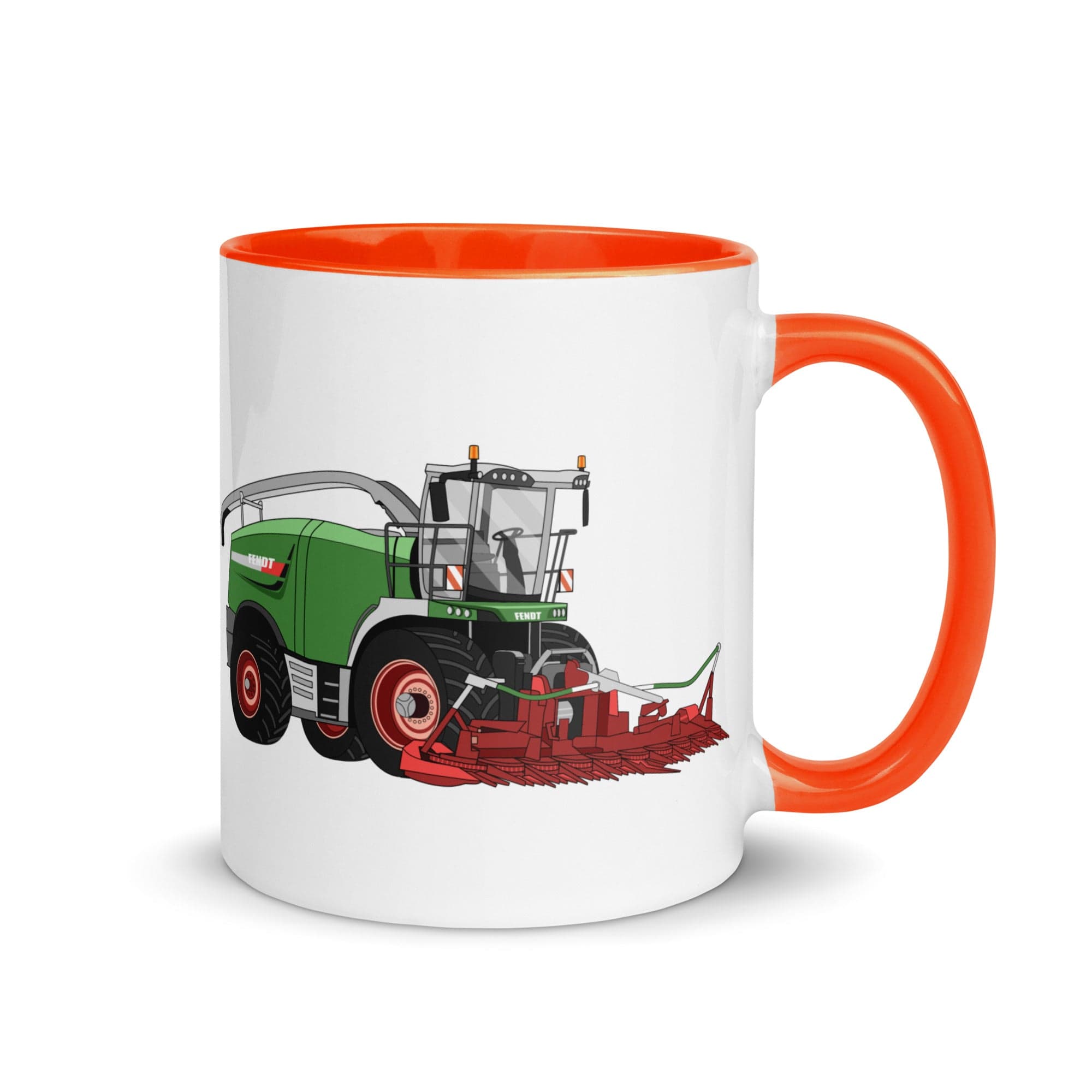 The Tractors Mugs Store Orange Fendt Katana 85 Forage Harvester Mug with Color Inside Quality Farmers Merch