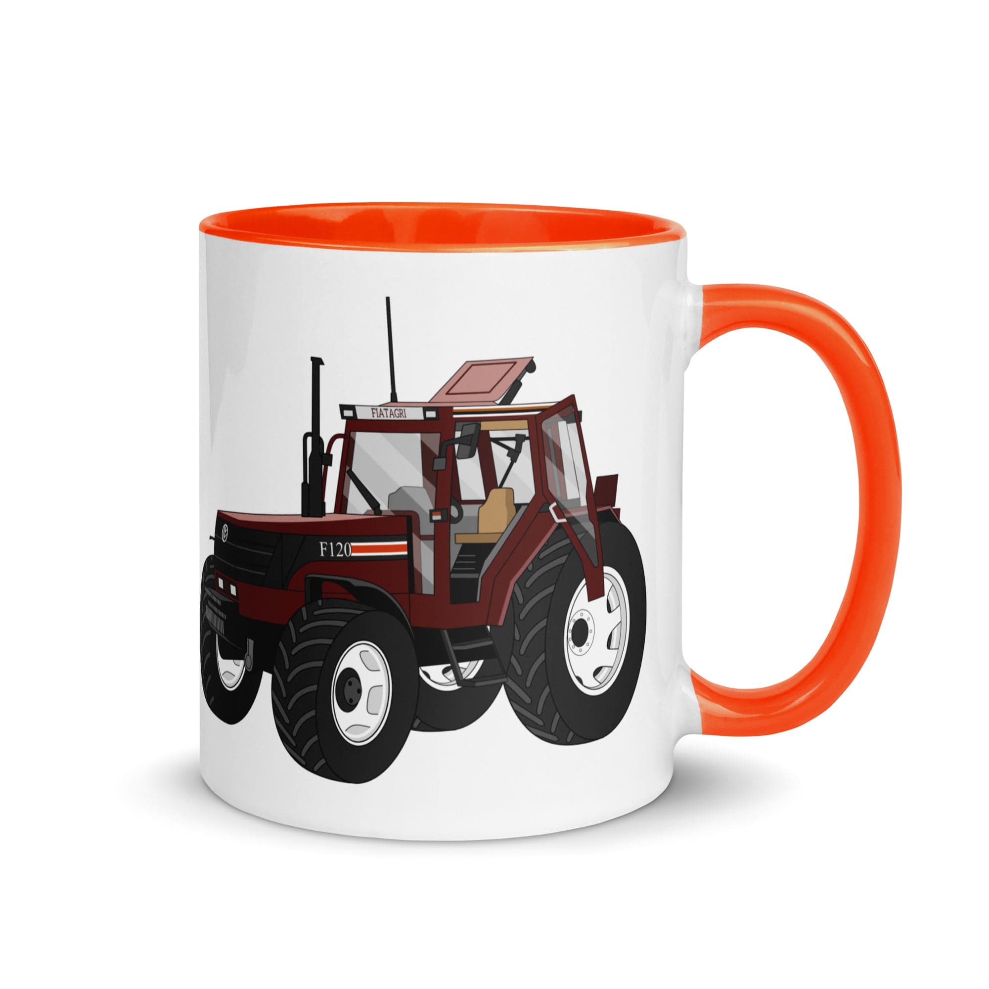 The Tractors Mugs Store Orange Fiat F120 Winner Mug with Color Inside Quality Farmers Merch