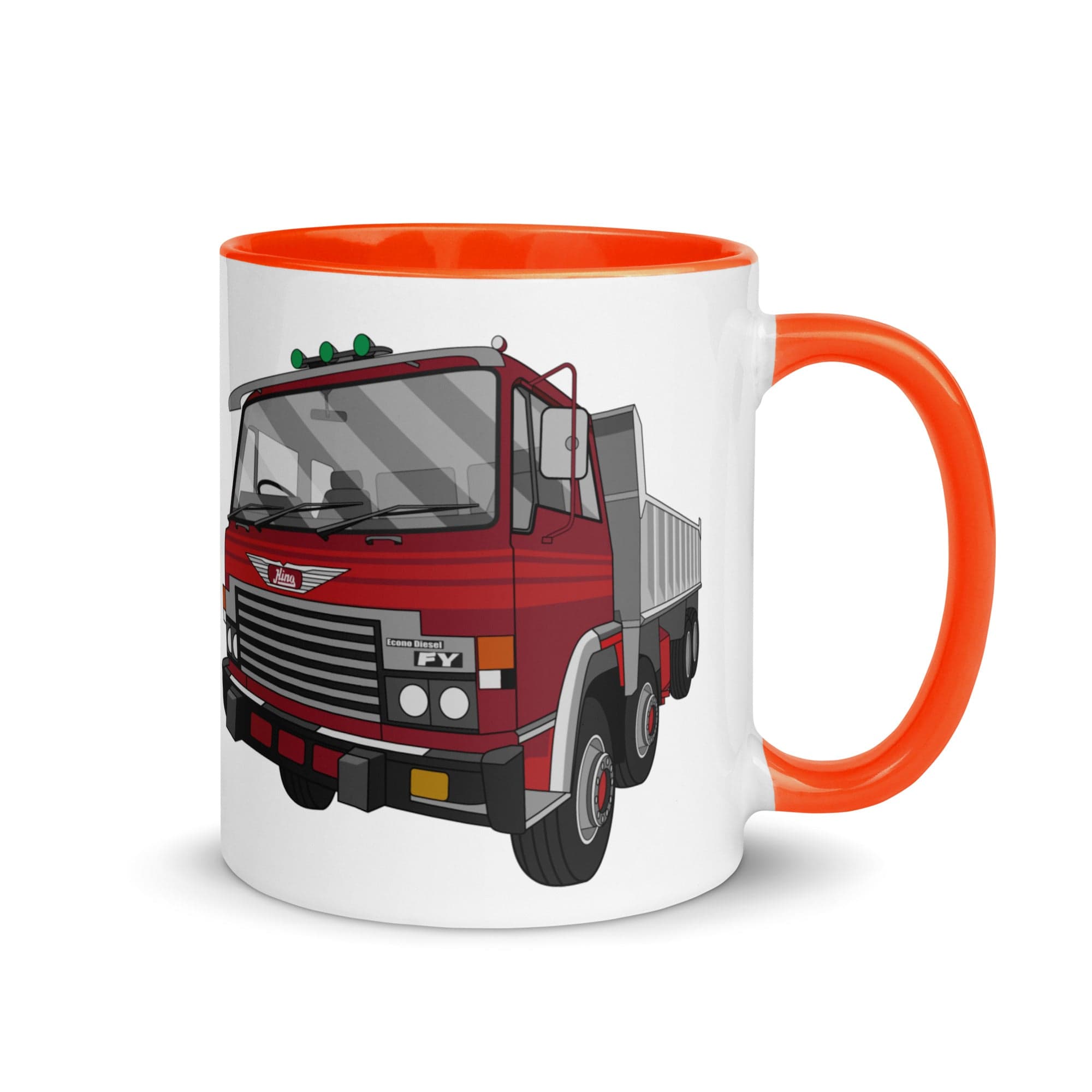 The Tractors Mugs Store Orange Hino FY Tipper Mug with Color Inside Quality Farmers Merch