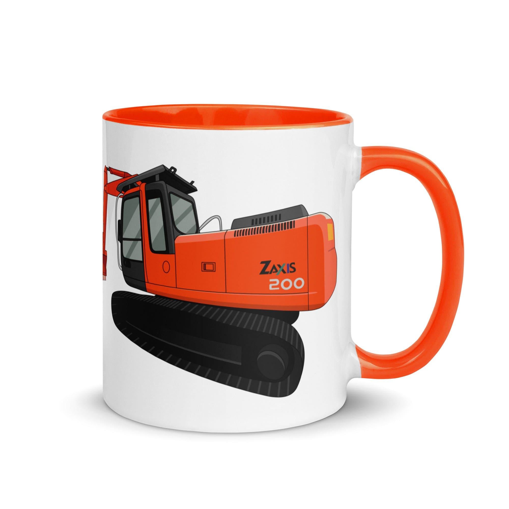 The Tractors Mugs Store Orange Hitachi Zaxis 200 Mug with Color Inside Quality Farmers Merch