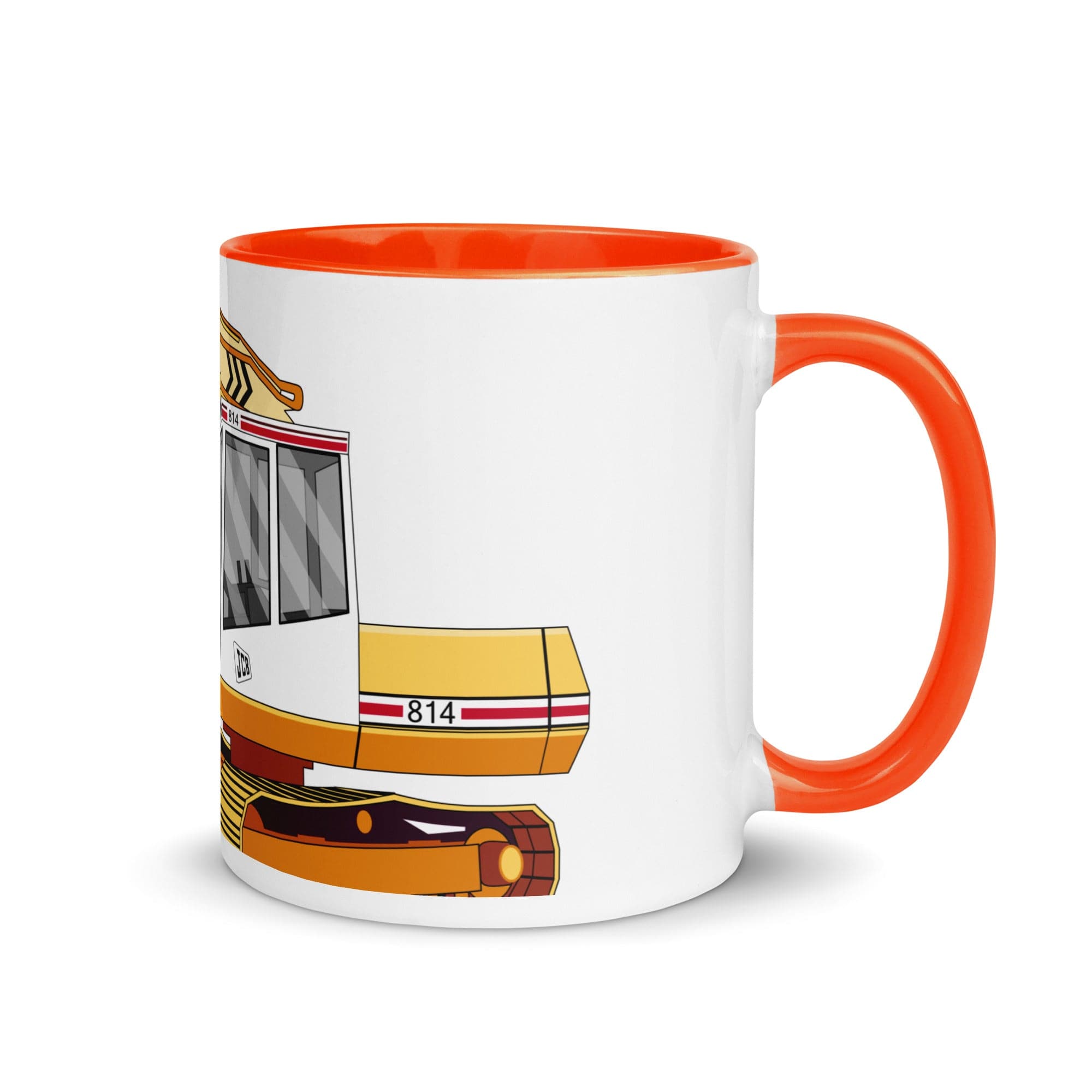 The Tractors Mugs Store Orange JCB 814 Super 2.0 Mug with Color Inside Quality Farmers Merch
