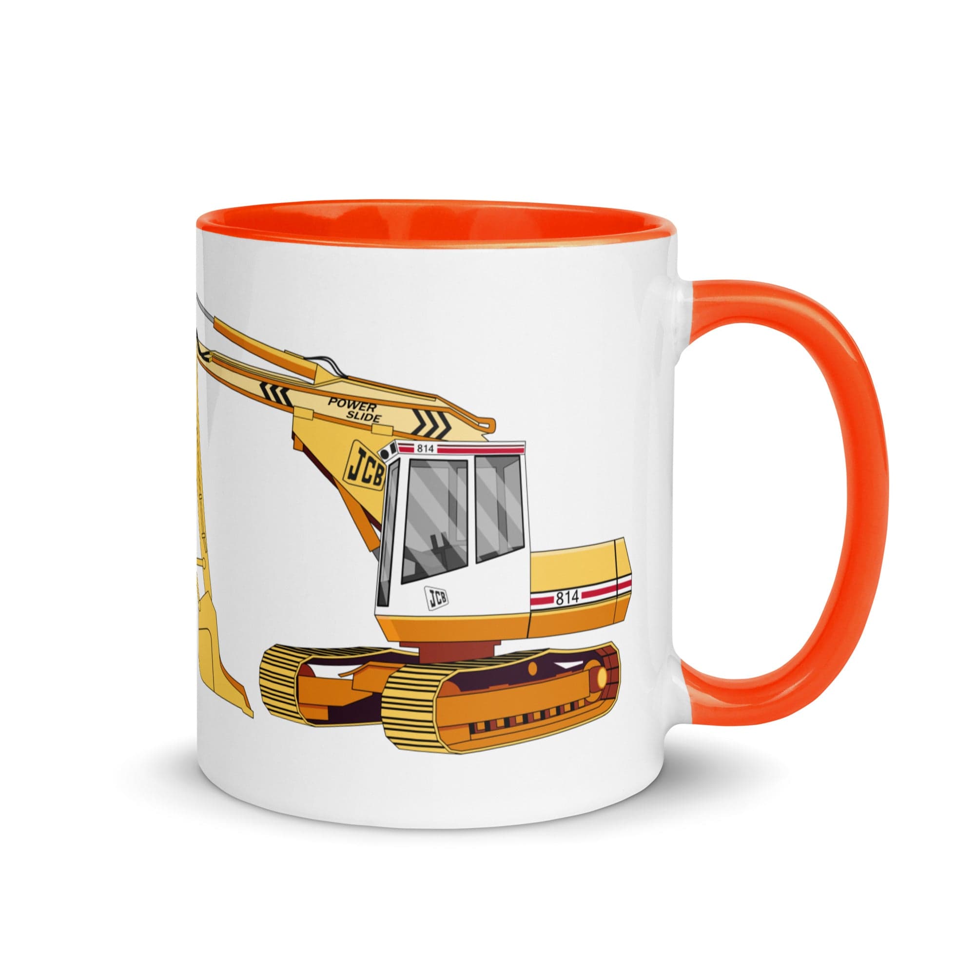 The Tractors Mugs Store Orange JCB 814 Super Mug with Color Inside Quality Farmers Merch
