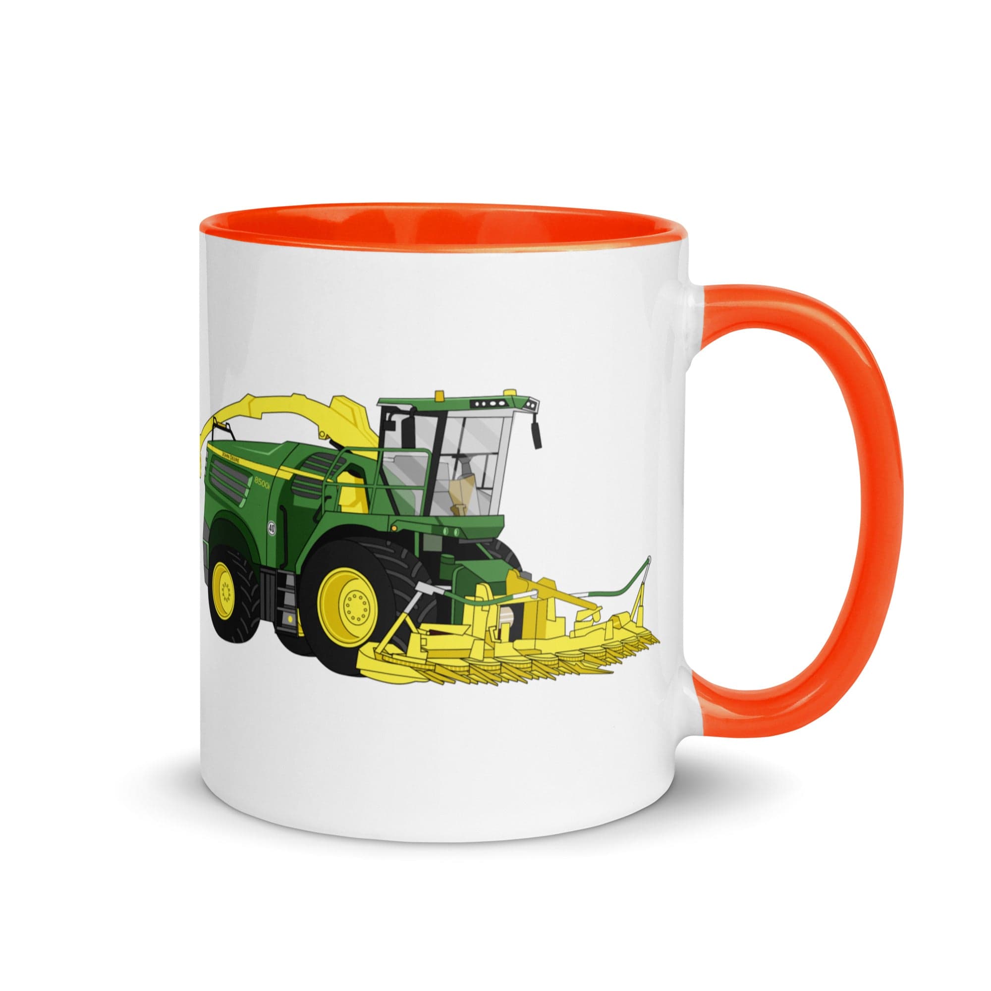 The Tractors Mugs Store Orange John Deere 8500i Forage Harvester Mug with Color Inside Quality Farmers Merch