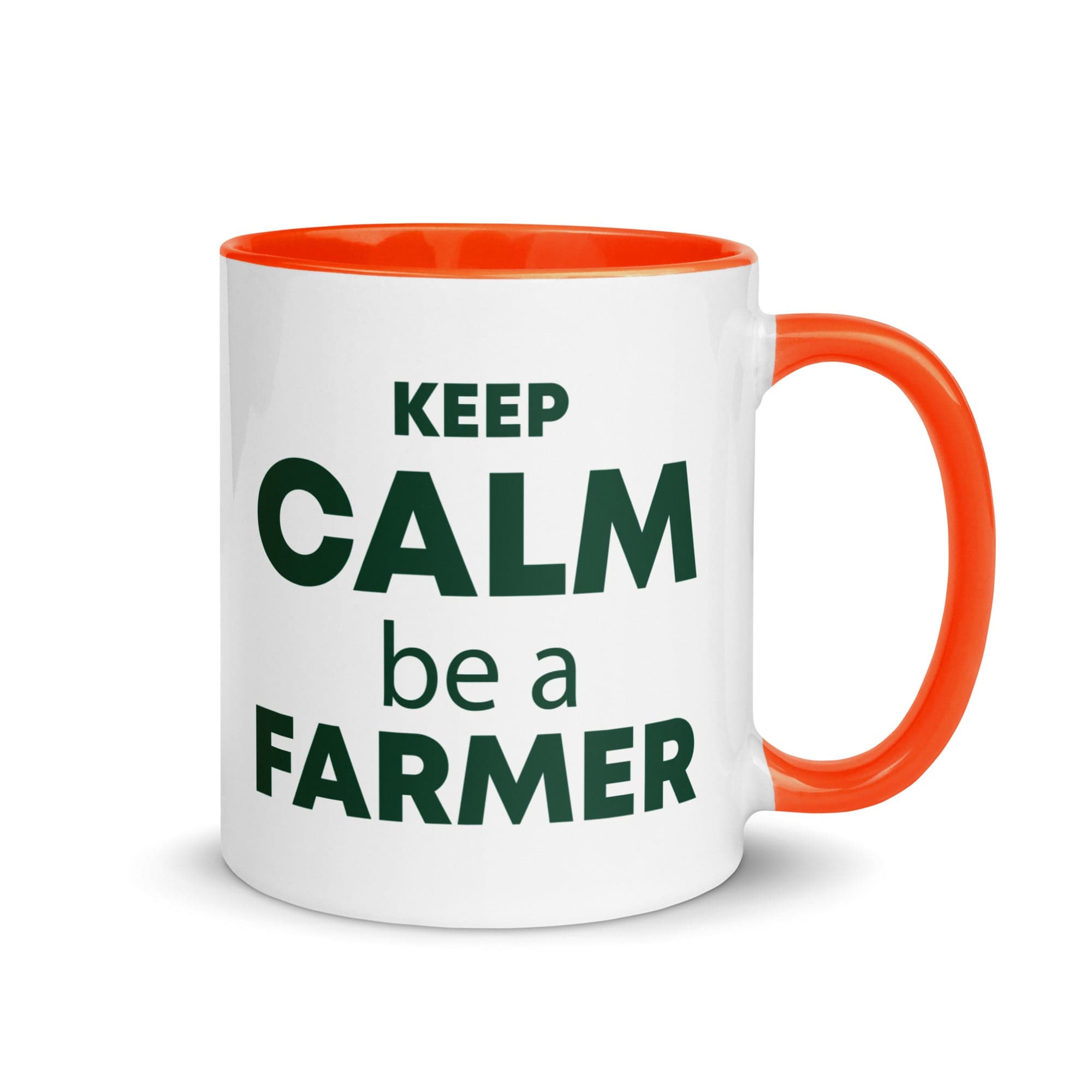 The Tractors Mugs Store Orange KEEP CALM be a FARMER Mug with Color Inside Quality Farmers Merch
