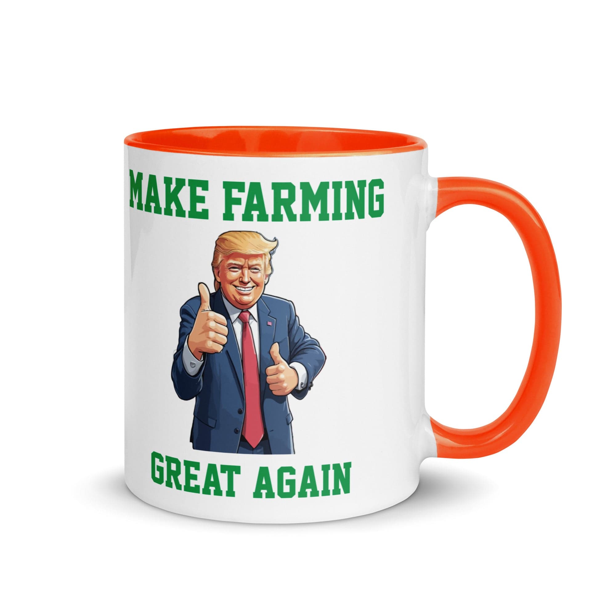 The Tractors Mugs Store Orange Make Farming Great Again Mug with Color Inside Quality Farmers Merch