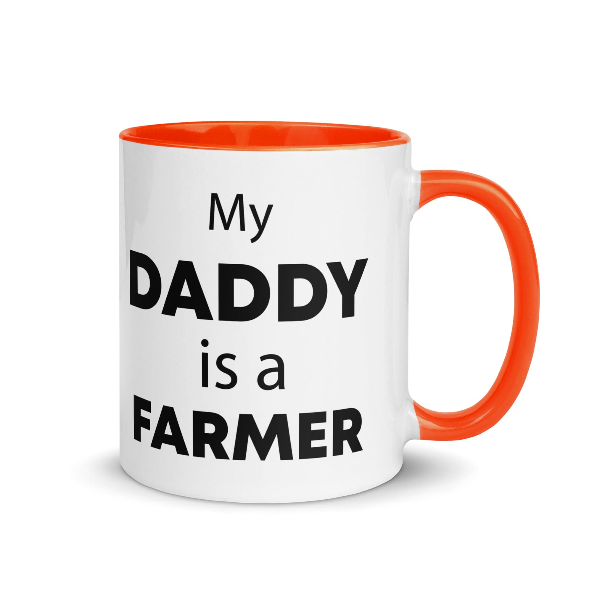 The Tractors Mugs Store Orange My Daddy is a Farmer Mug with Color Inside Quality Farmers Merch