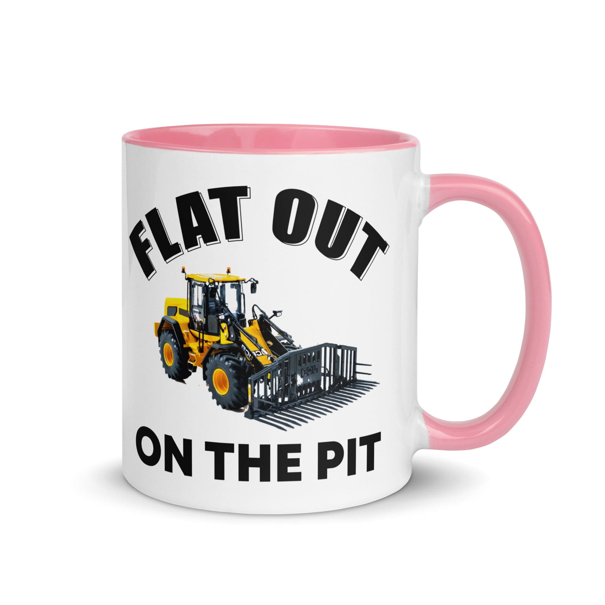 The Tractors Mugs Store Pink Flat out on the Pit Mug with Color Inside Quality Farmers Merch