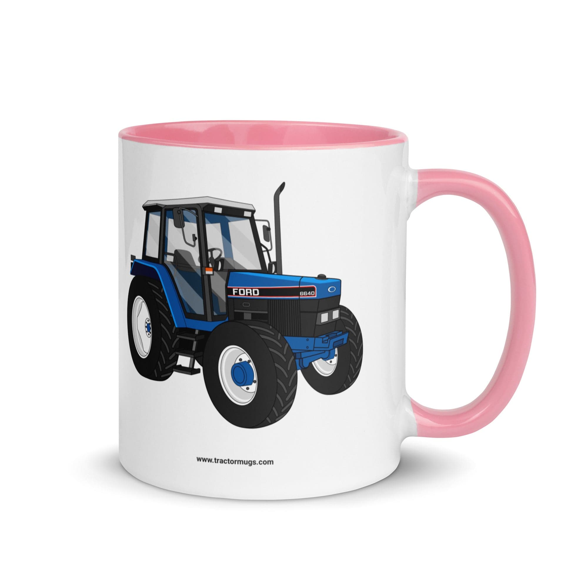 The Tractors Mugs Store Pink Ford 6640 SE 4WD | Mug with Color Inside Quality Farmers Merch
