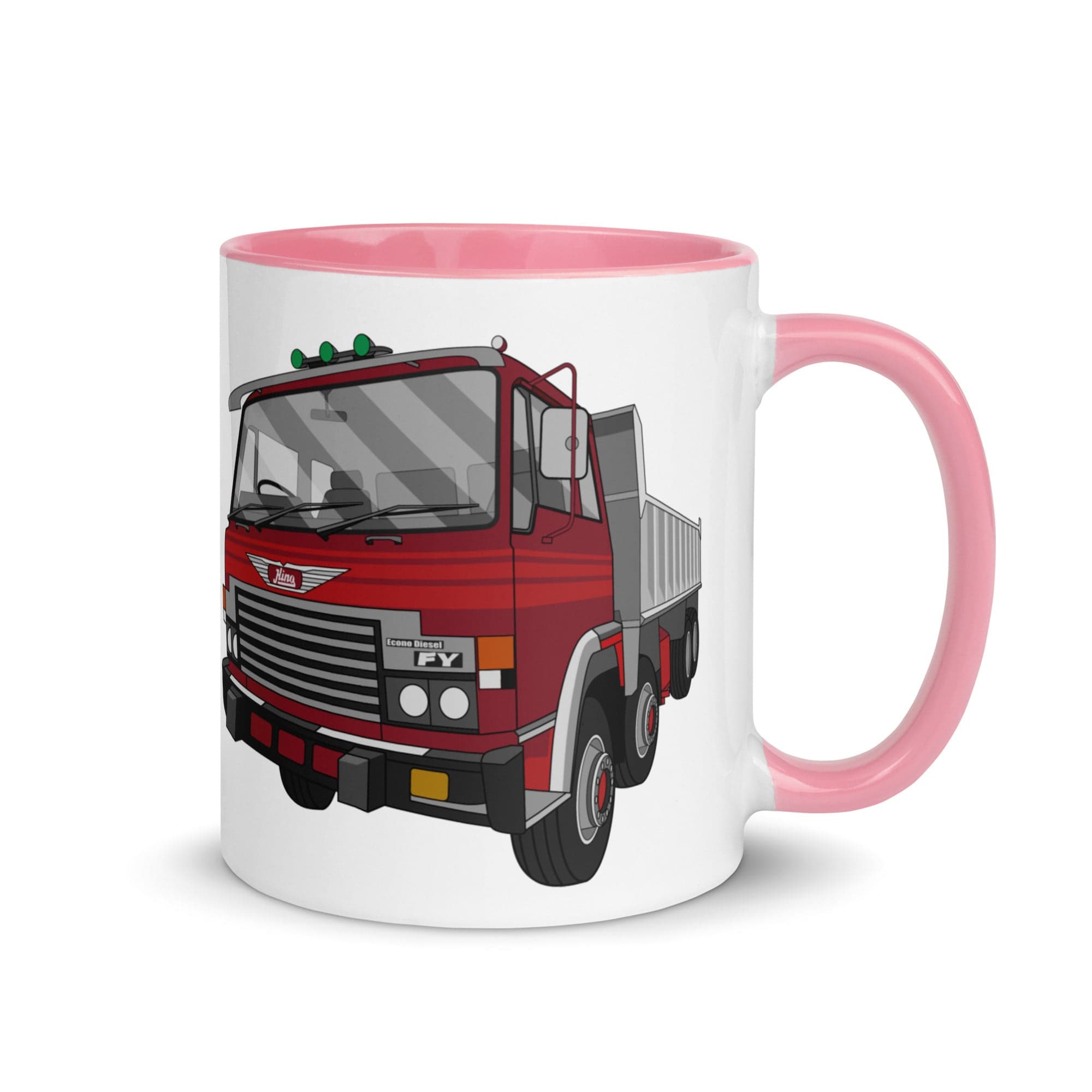 The Tractors Mugs Store Pink Hino FY Tipper Mug with Color Inside Quality Farmers Merch