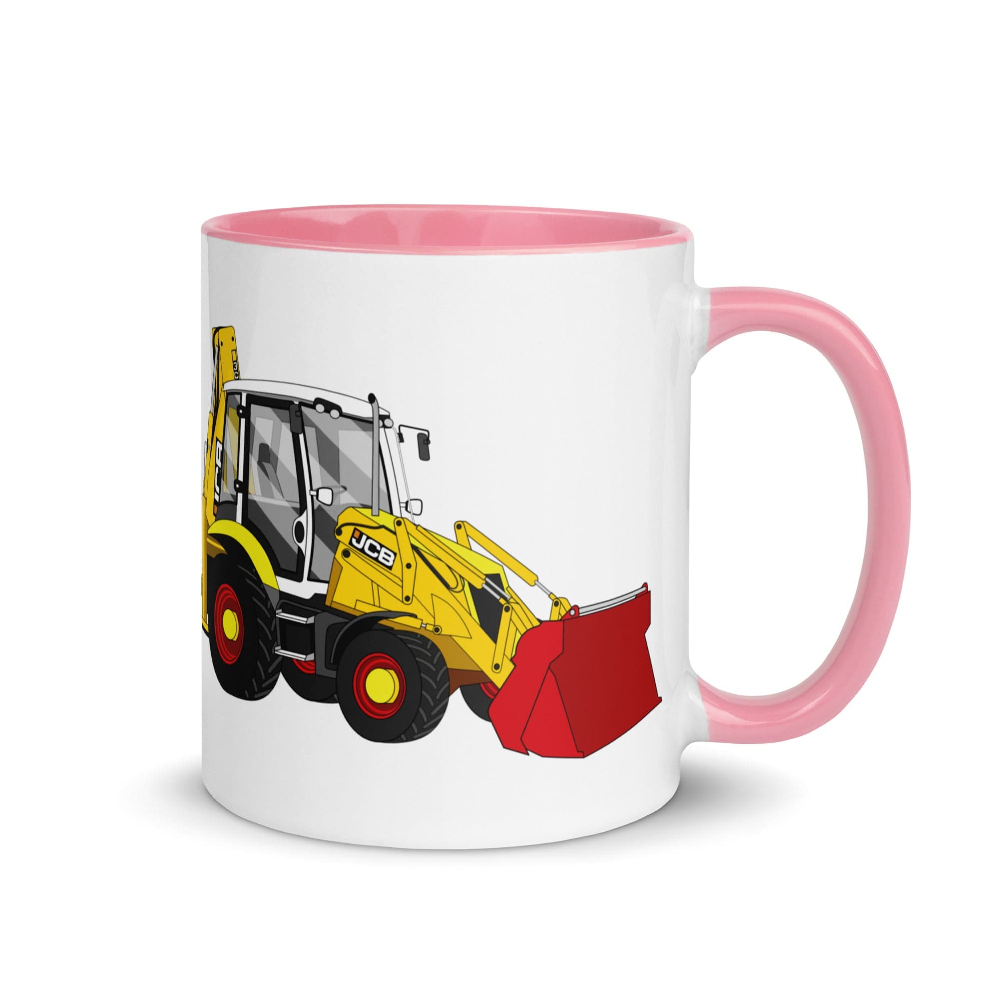 The Tractors Mugs Store Pink JCB 3CX 70th Anniversary Edition Mug with Color Inside Quality Farmers Merch