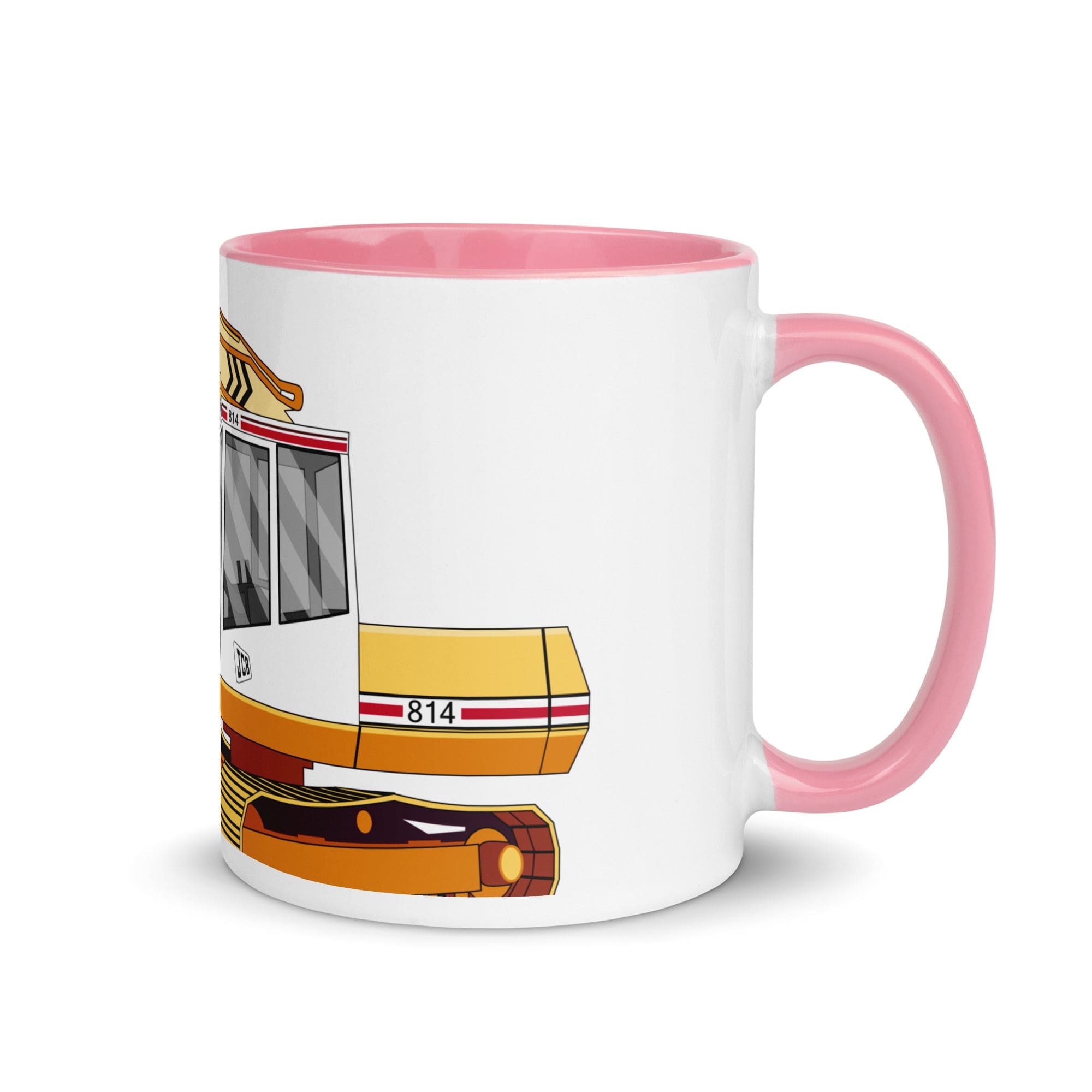 The Tractors Mugs Store Pink JCB 814 Super 2.0 Mug with Color Inside Quality Farmers Merch