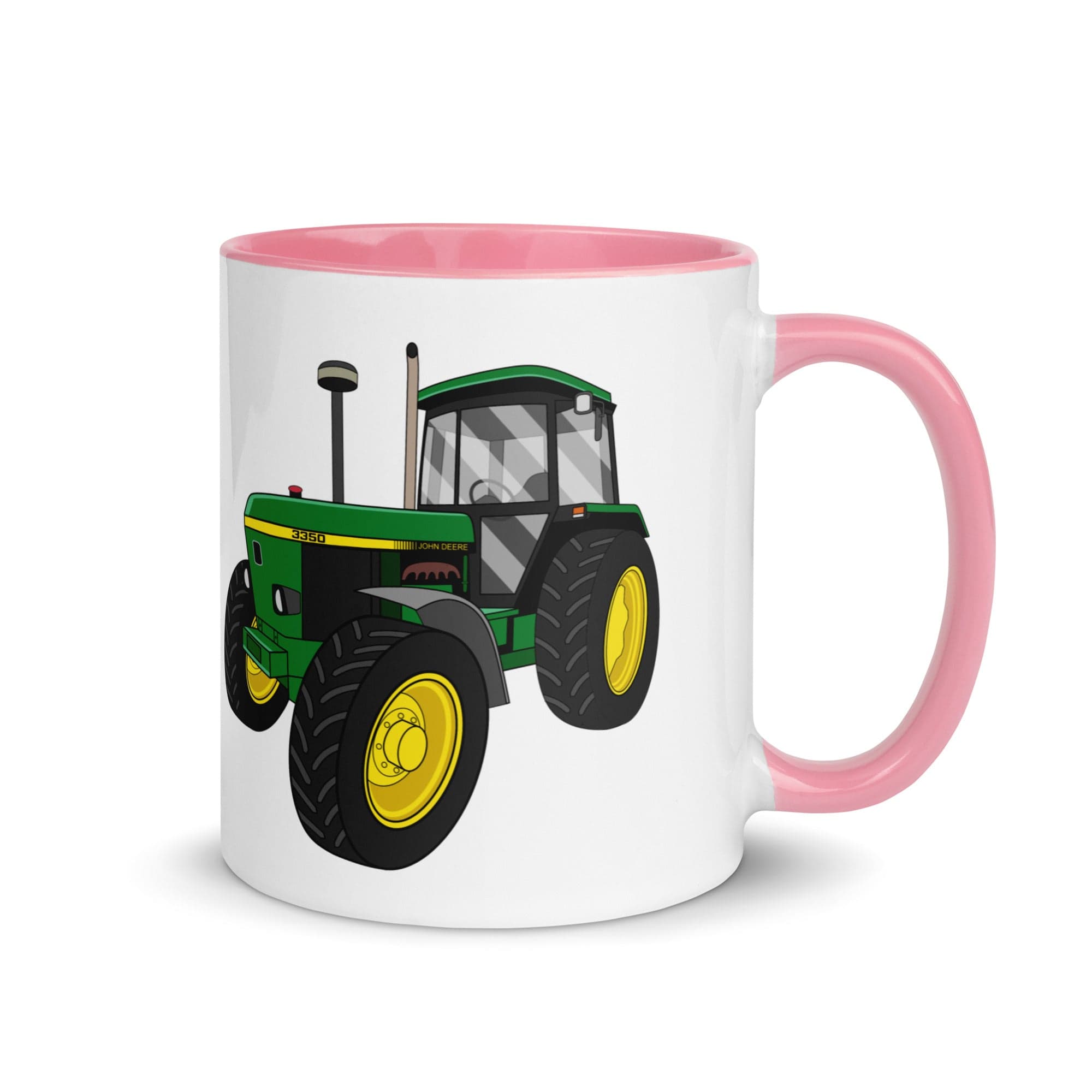The Tractors Mugs Store Pink John Deere 3350 4WD Mug with Color Inside Quality Farmers Merch