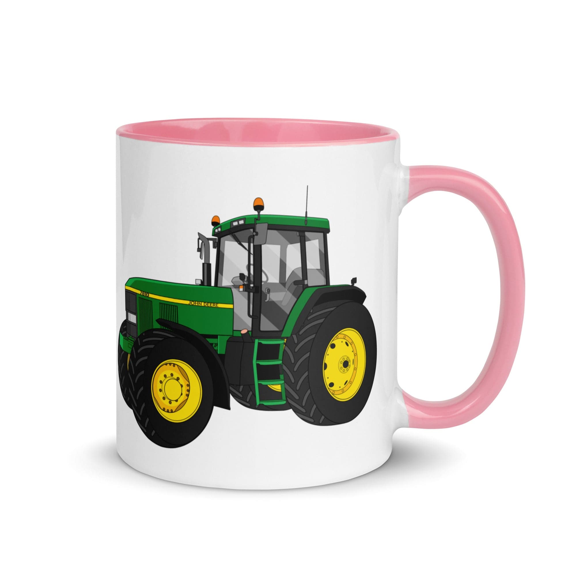 The Tractors Mugs Store Pink John Deere 7810 Mug with Color Inside Quality Farmers Merch