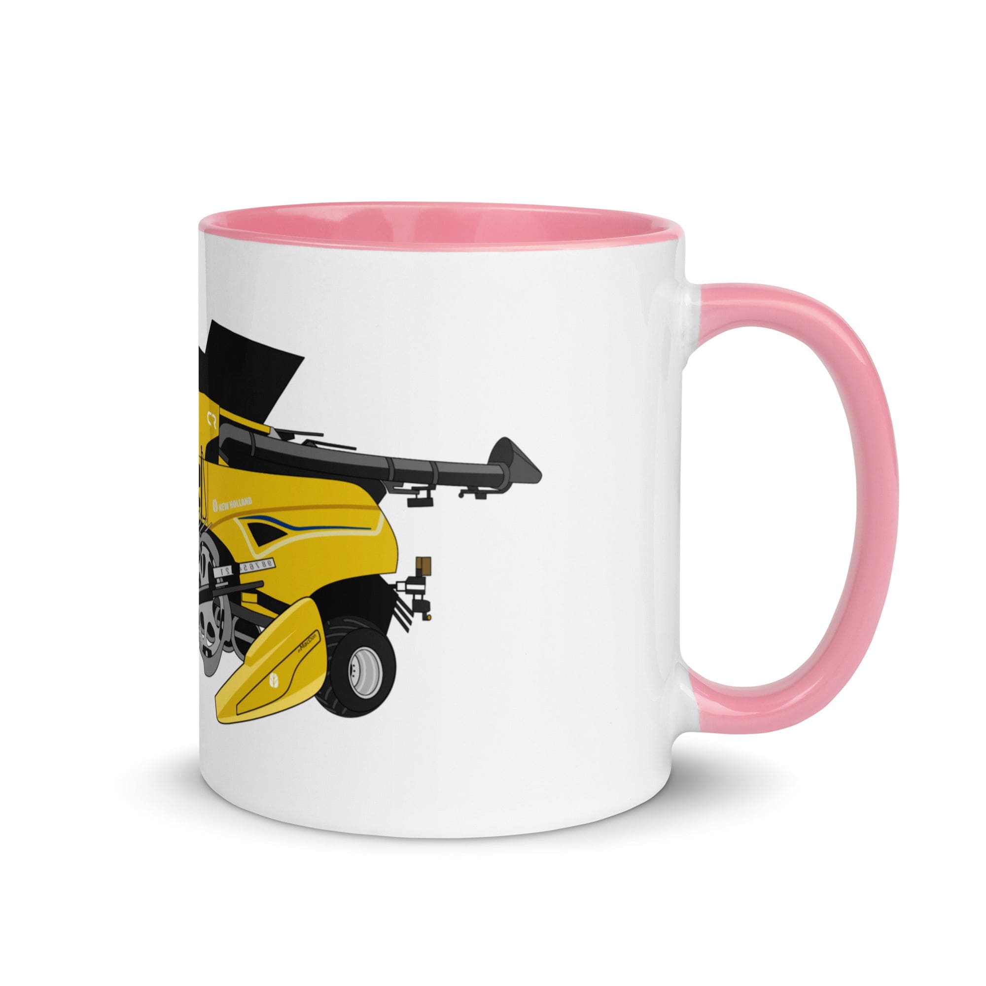 The Tractors Mugs Store Pink New Holland CR Combine Harvester (2004) 2.0 Mug with Color Inside Quality Farmers Merch
