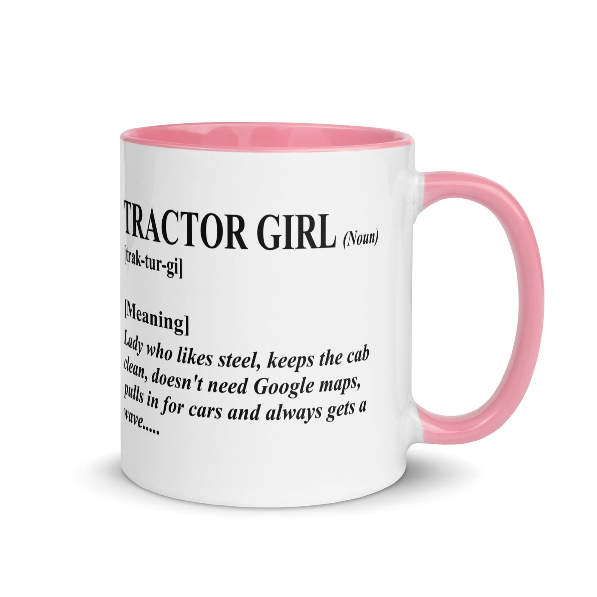 The Tractors Mugs Store Pink Tractor Girl Mug with Color Inside Quality Farmers Merch