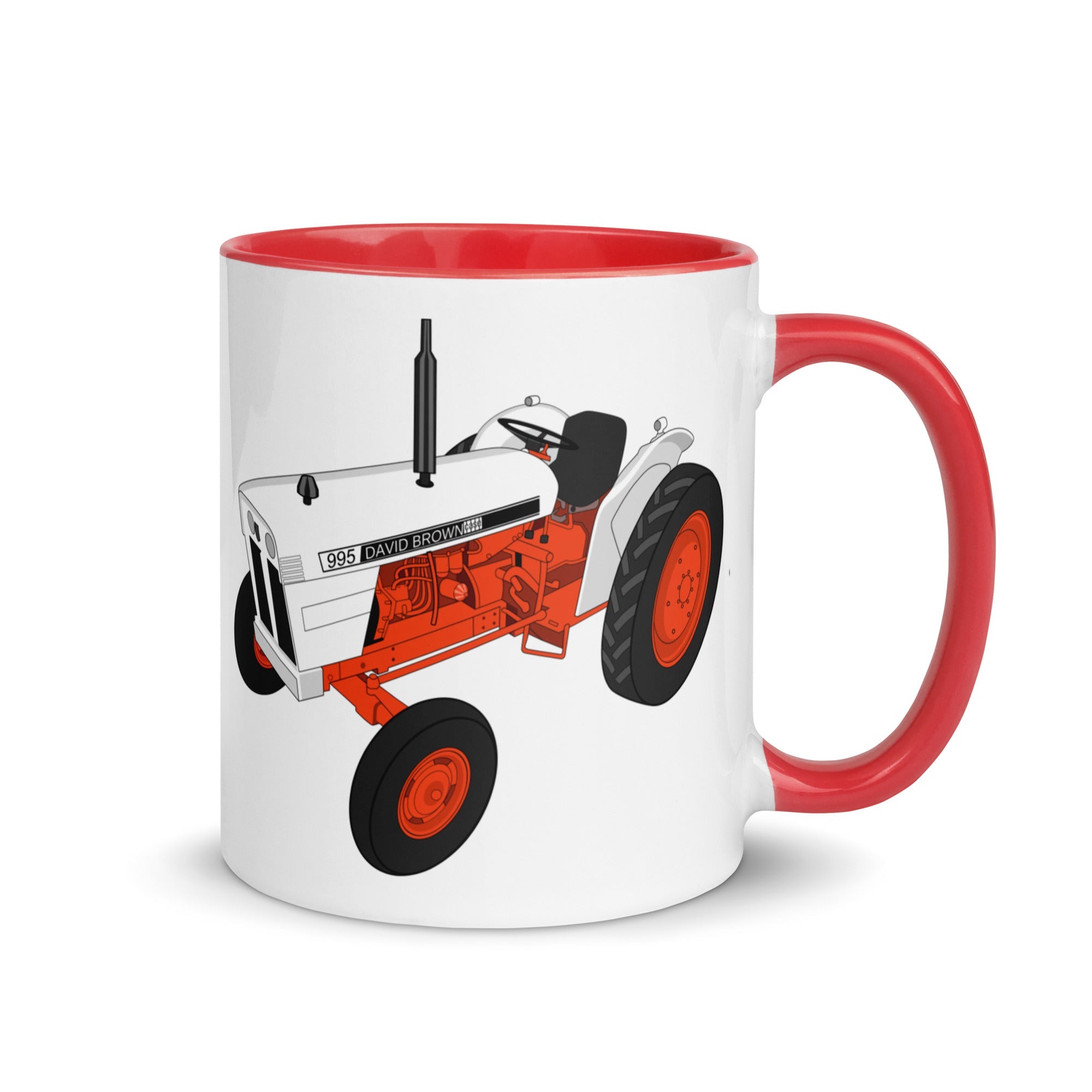 The Tractors Mugs Store Red Case David Brown 995 (1973) Mug with Color Inside Quality Farmers Merch