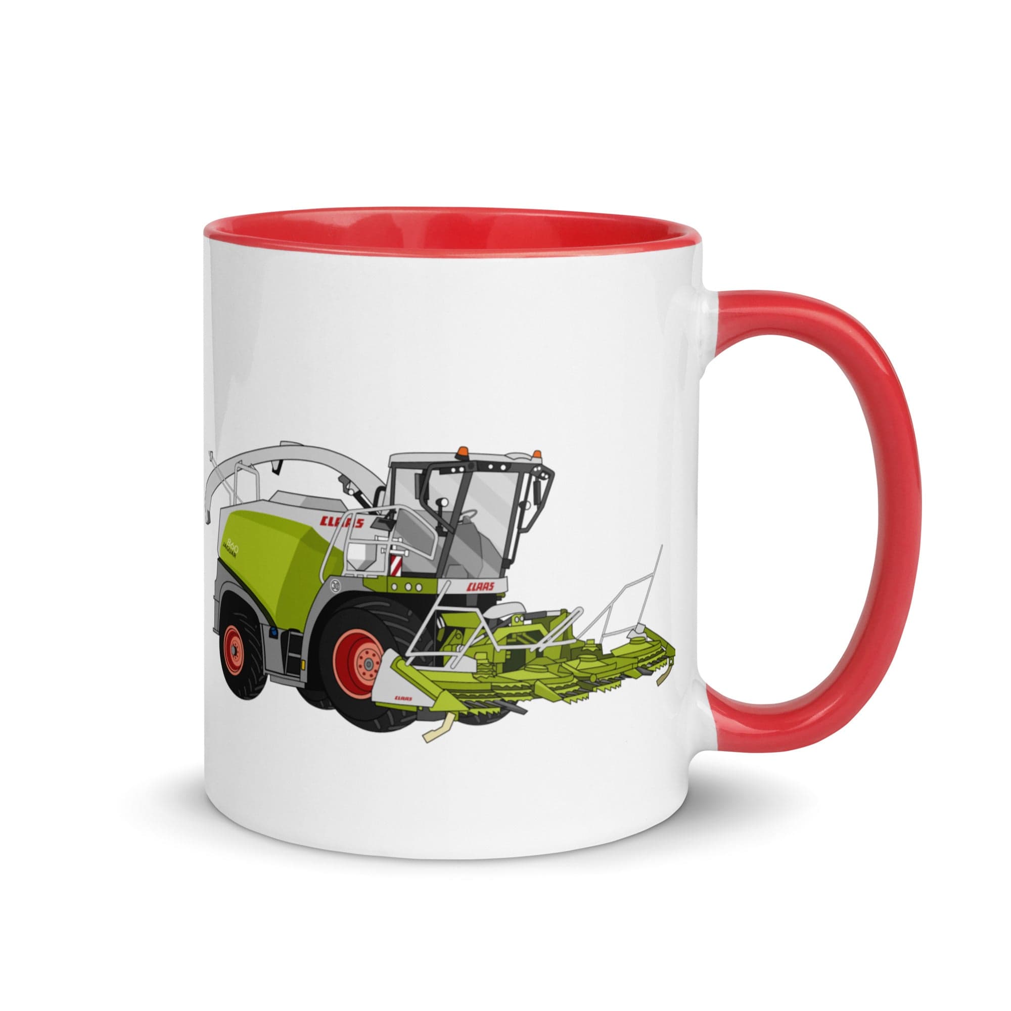 The Tractors Mugs Store Red Class Jaguar 860 Forage Harvester Mug with Color Inside Quality Farmers Merch