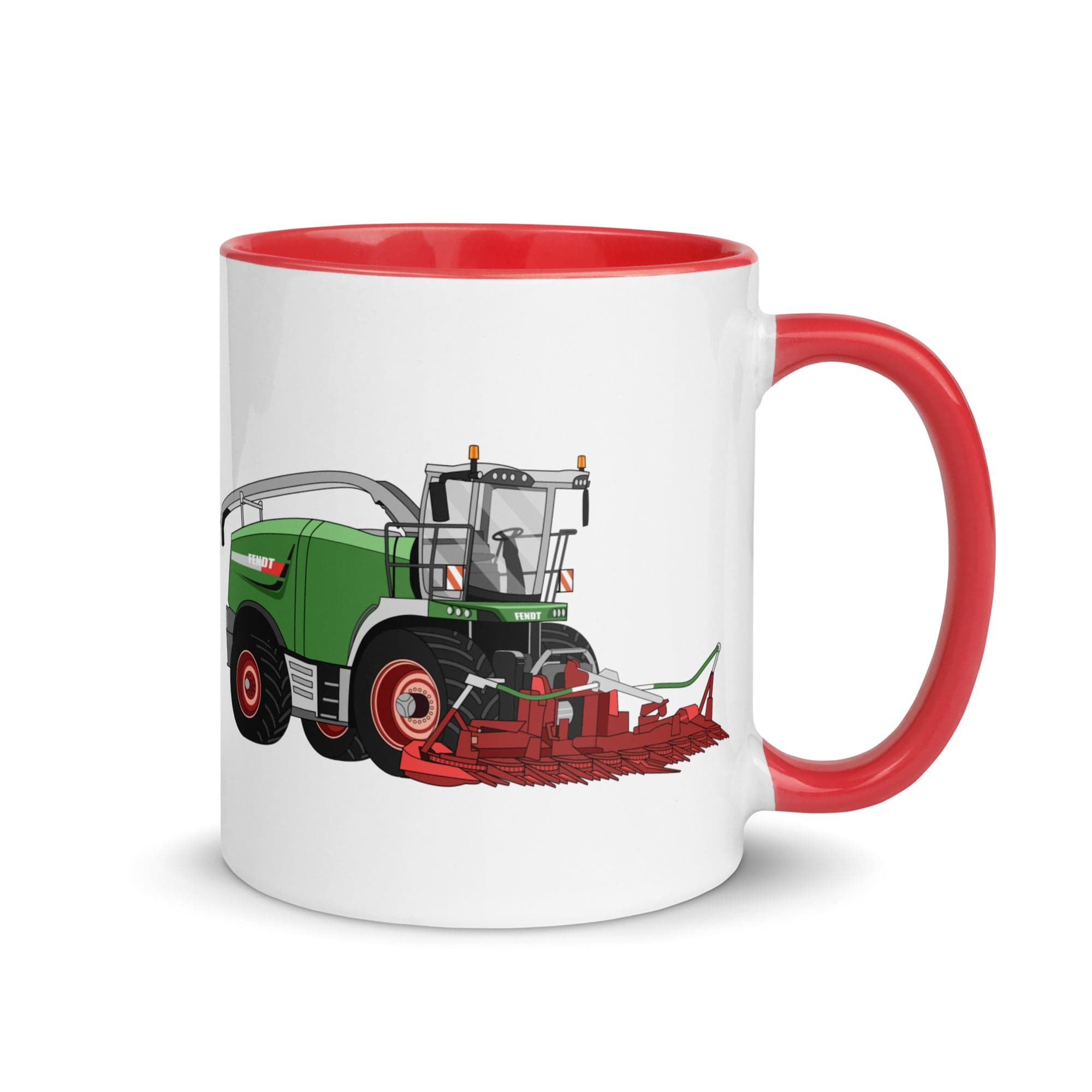 The Tractors Mugs Store Red Fendt Katana 85 Forage Harvester Mug with Color Inside Quality Farmers Merch