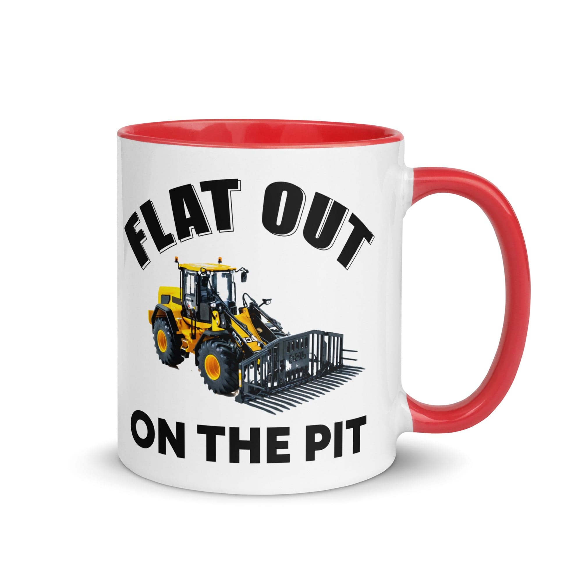 The Tractors Mugs Store Red Flat out on the Pit Mug with Color Inside Quality Farmers Merch