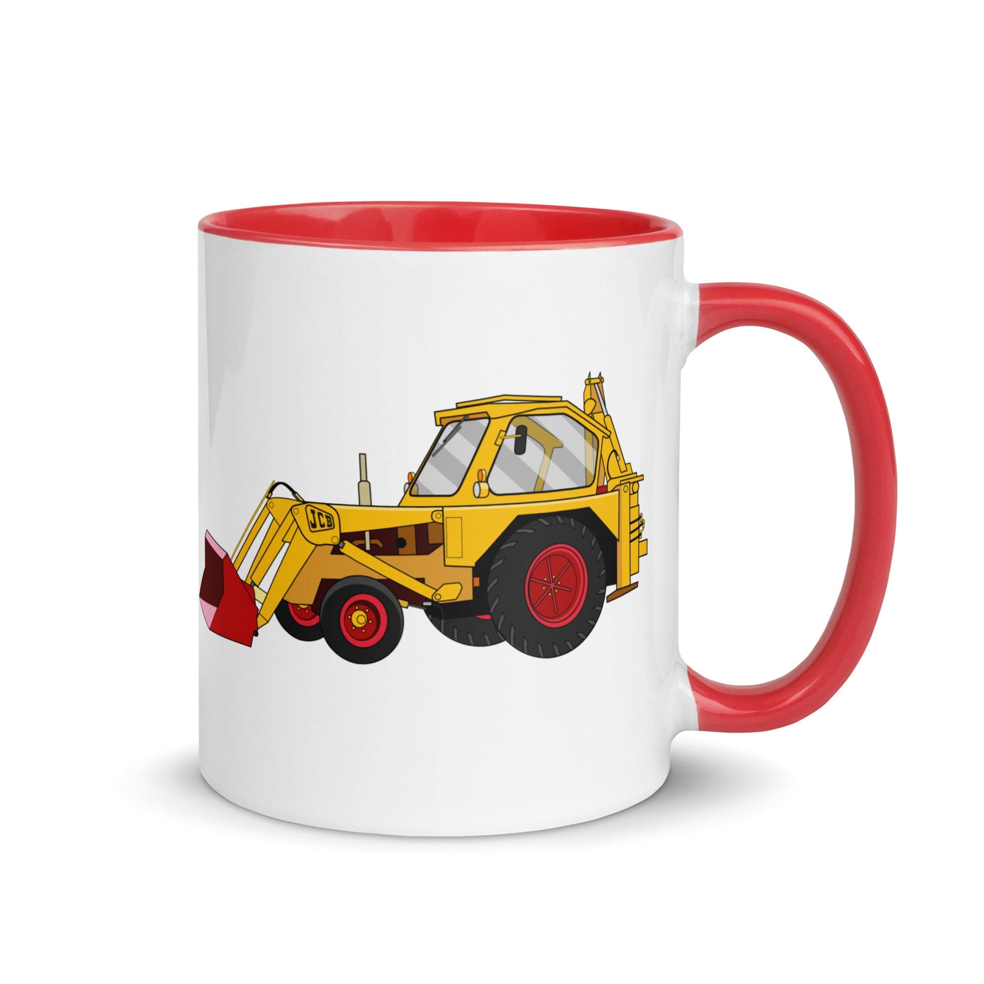 The Tractors Mugs Store Red JCB 3 Backhoe Mug with Color Inside Quality Farmers Merch