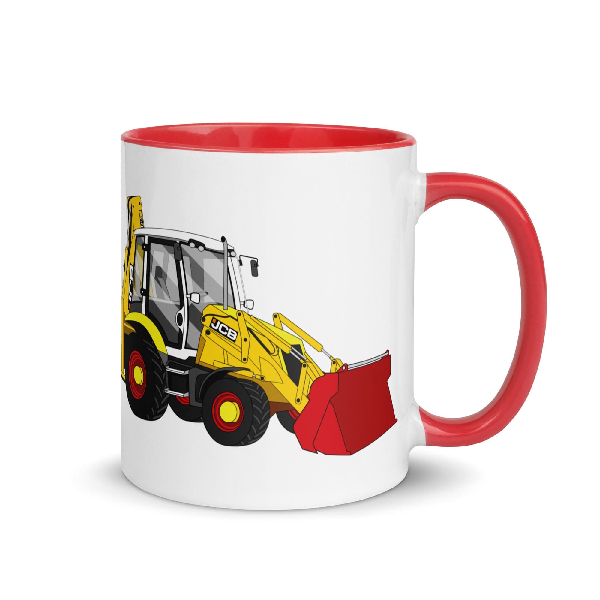 The Tractors Mugs Store Red JCB 3CX 70th Anniversary Edition Mug with Color Inside Quality Farmers Merch