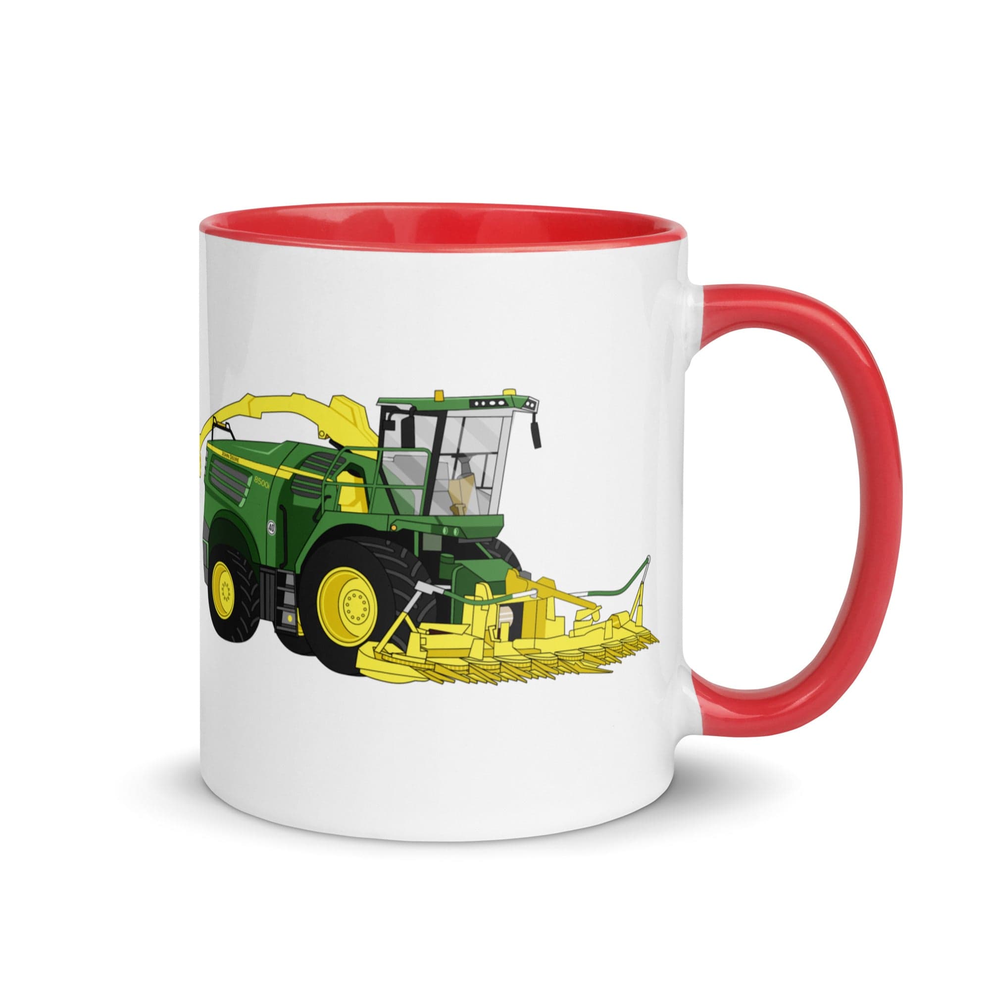 The Tractors Mugs Store Red John Deere 8500i Forage Harvester Mug with Color Inside Quality Farmers Merch