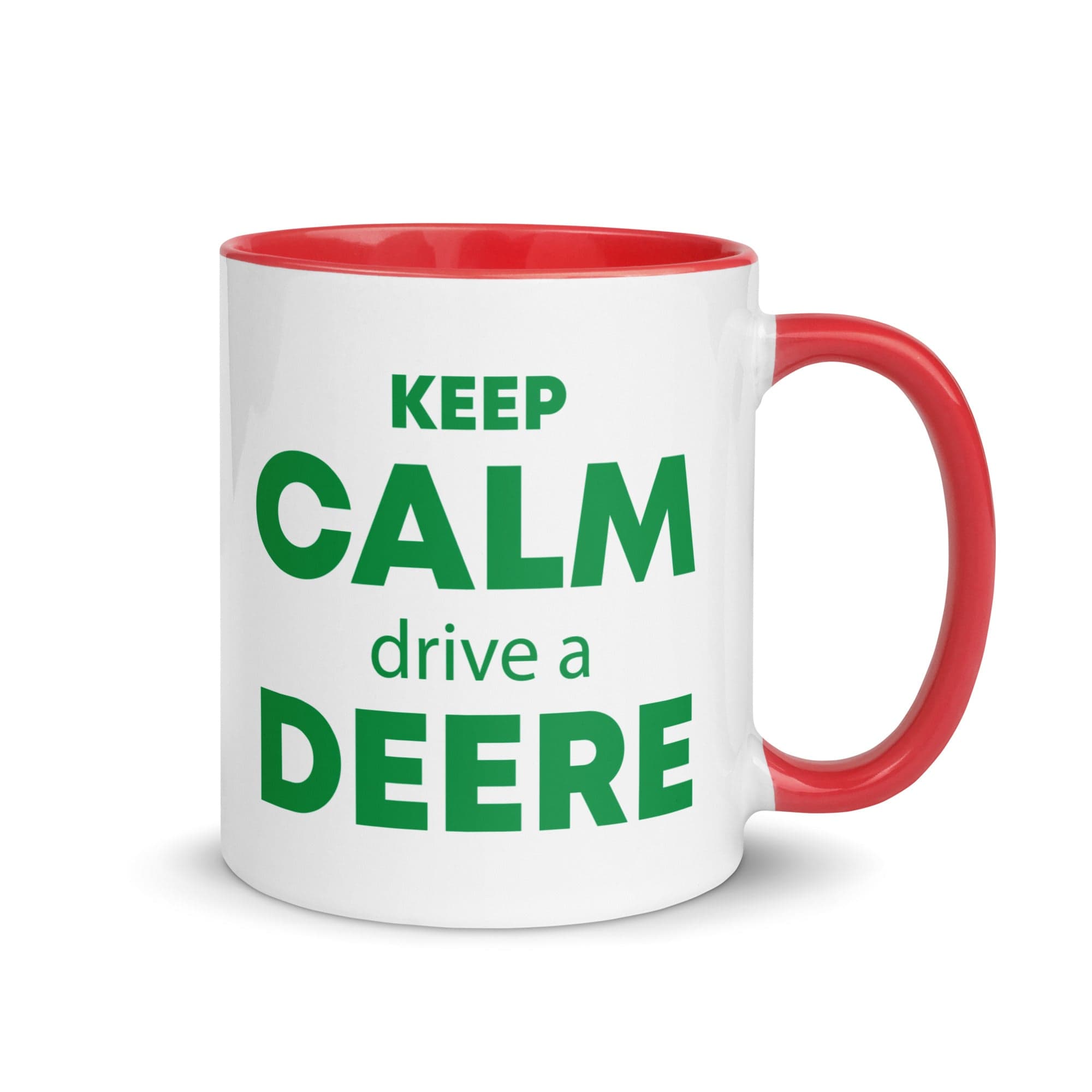 The Tractors Mugs Store Red KEEP CALM drive a DEERE Mug with Color Inside Quality Farmers Merch