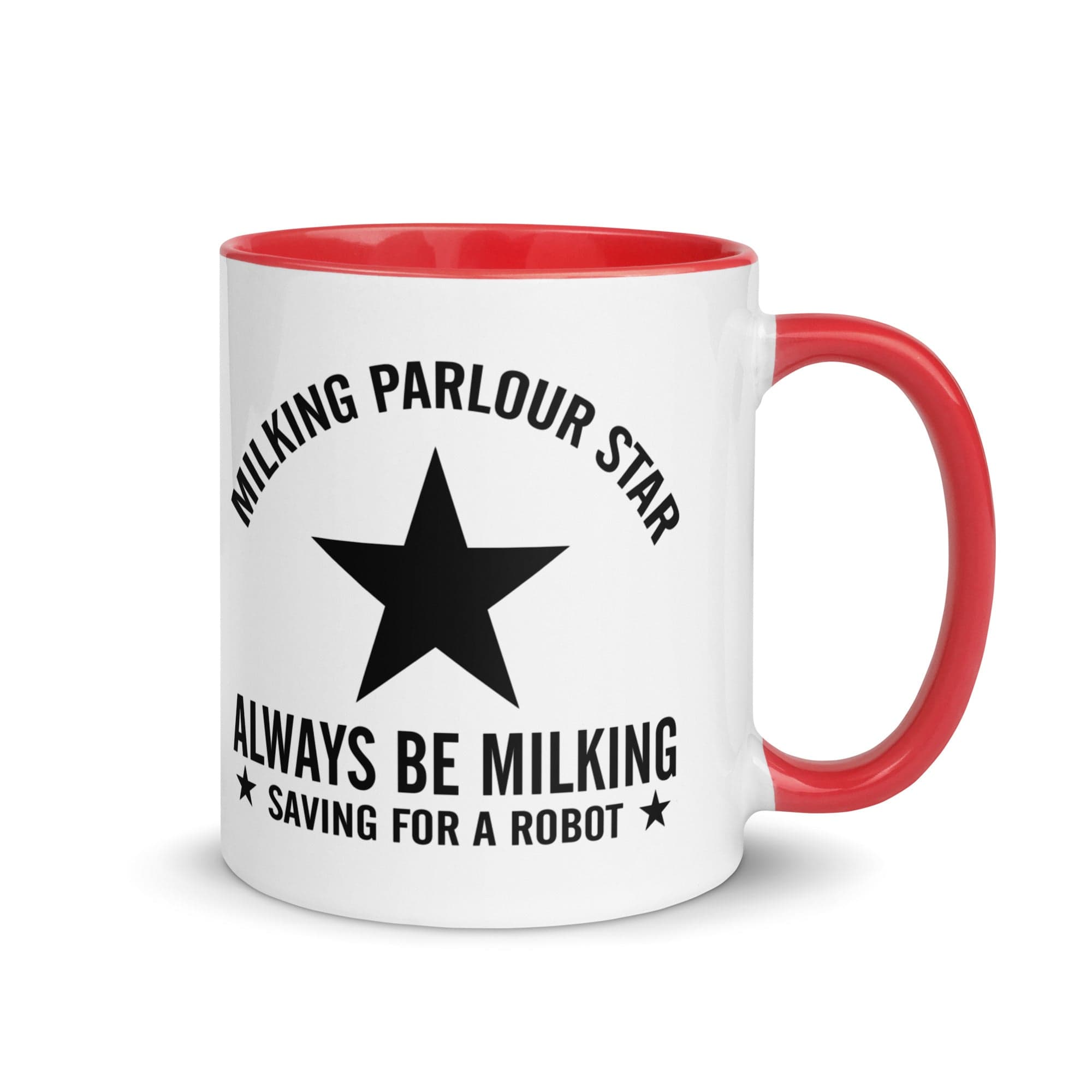 The Tractors Mugs Store Red Milking Parlour Star Mug with Color Inside Quality Farmers Merch