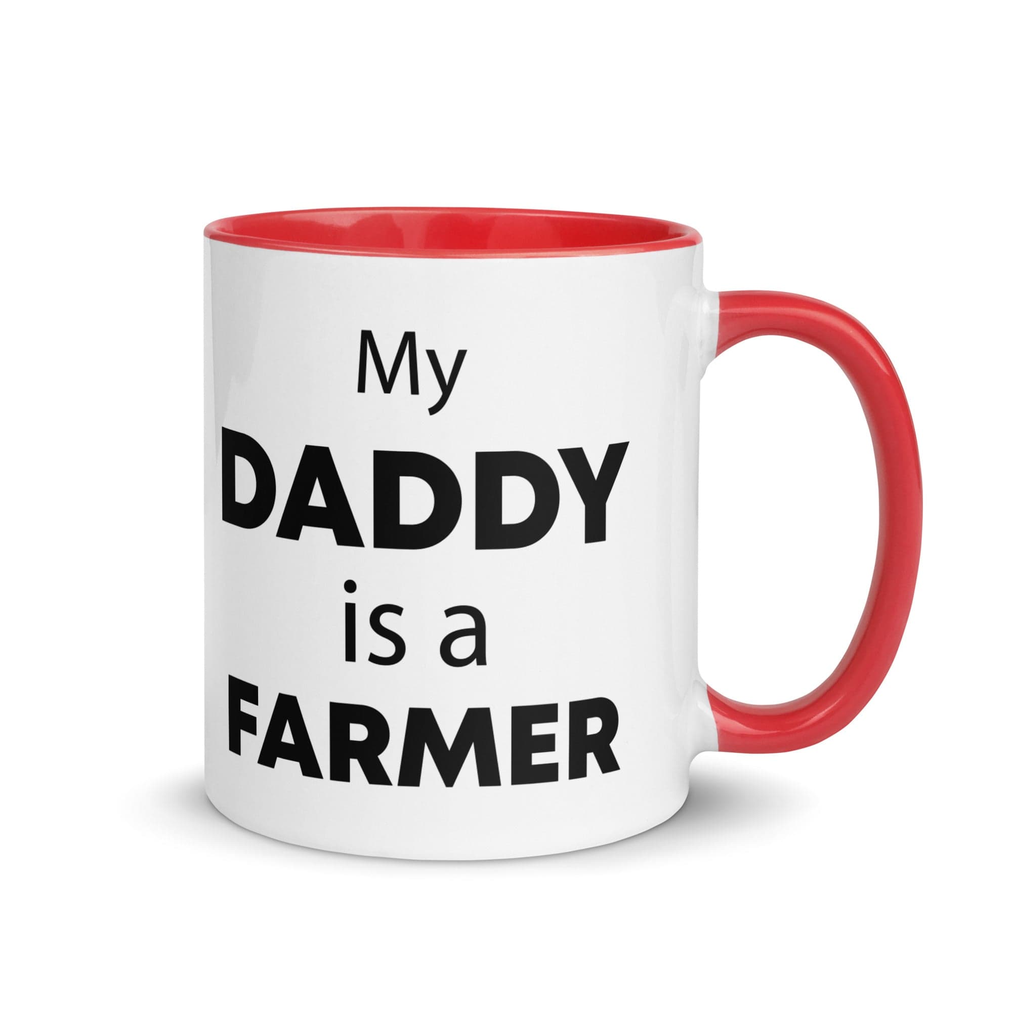 The Tractors Mugs Store Red My Daddy is a Farmer Mug with Color Inside Quality Farmers Merch