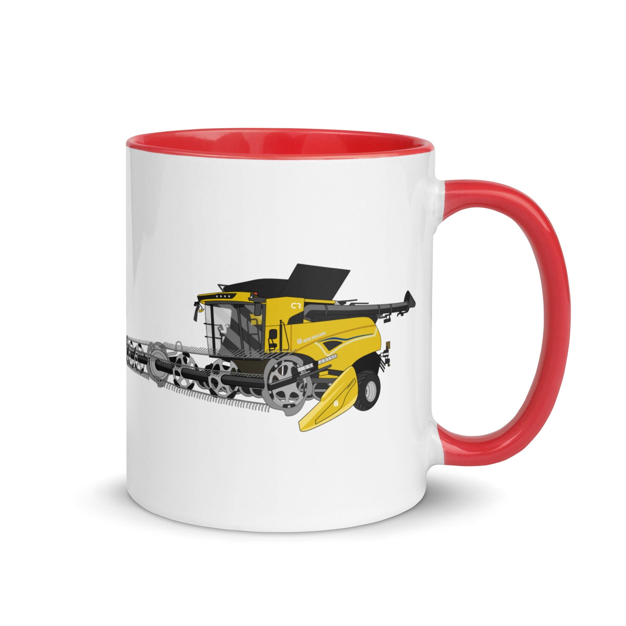 The Tractors Mugs Store Red New Holland CR Combine Harvester (2004). Mug with Color Inside Quality Farmers Merch