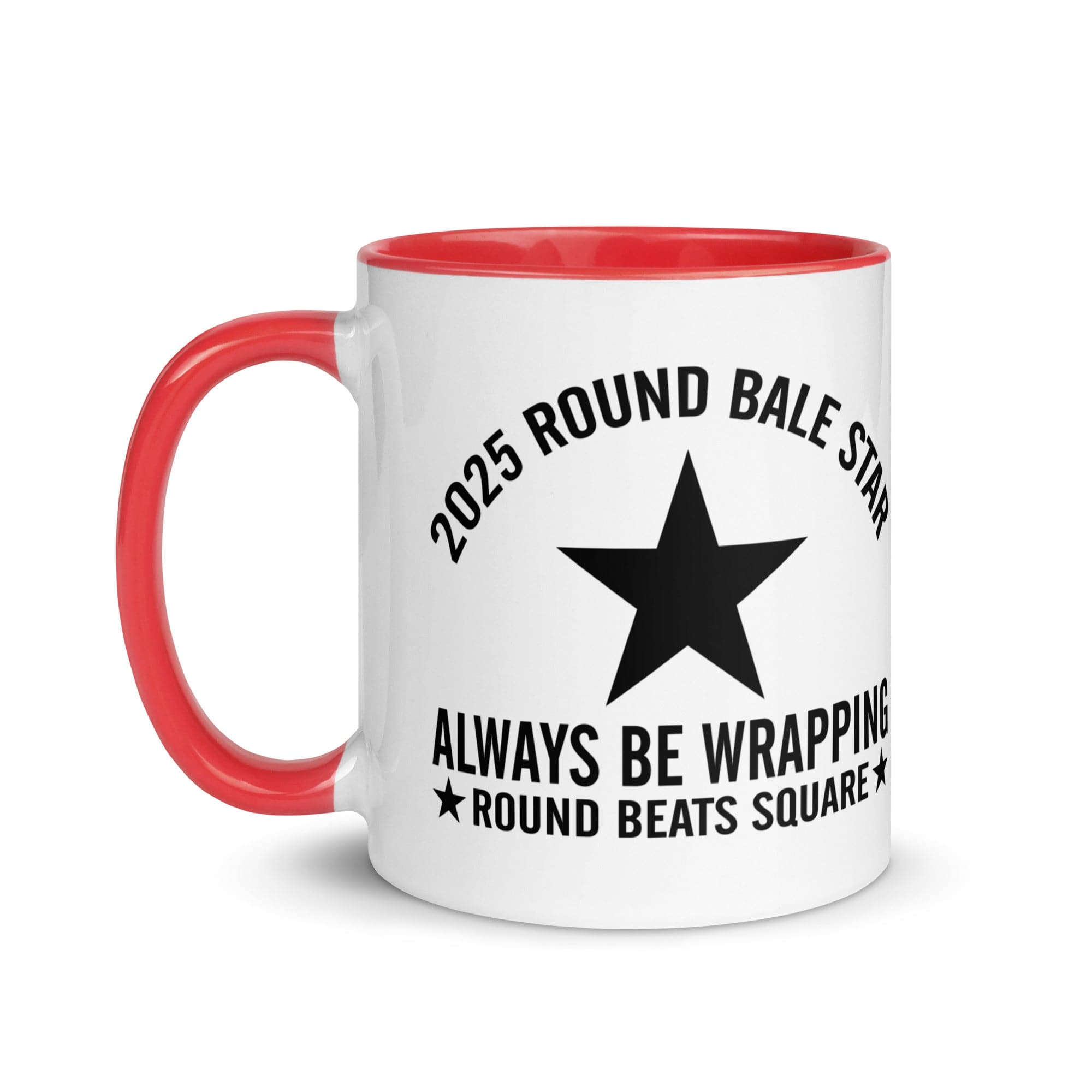 The Tractors Mugs Store Round Bale Star Mug with Color Inside Quality Farmers Merch