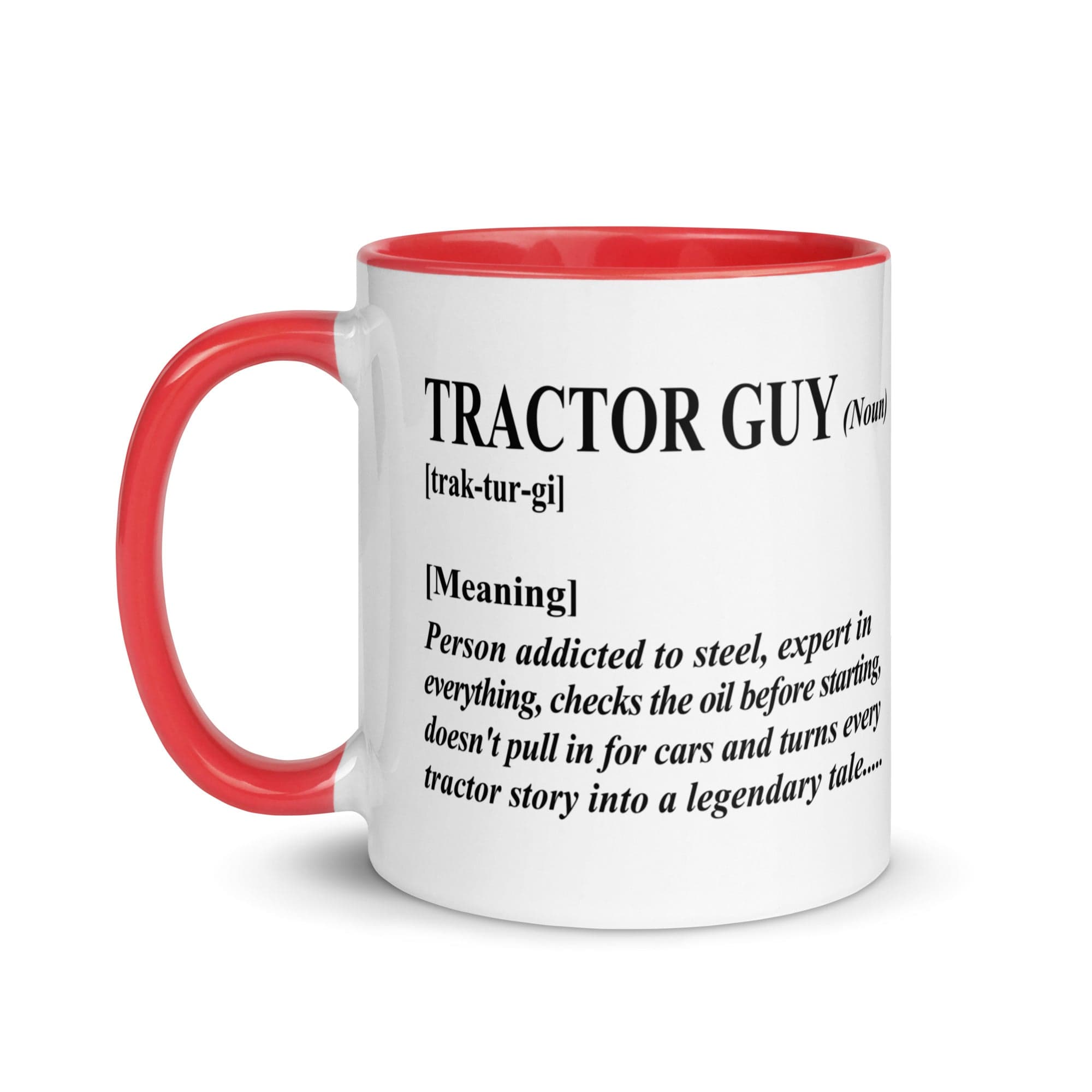 The Tractors Mugs Store Tractor Guy Mug with Color Inside Quality Farmers Merch