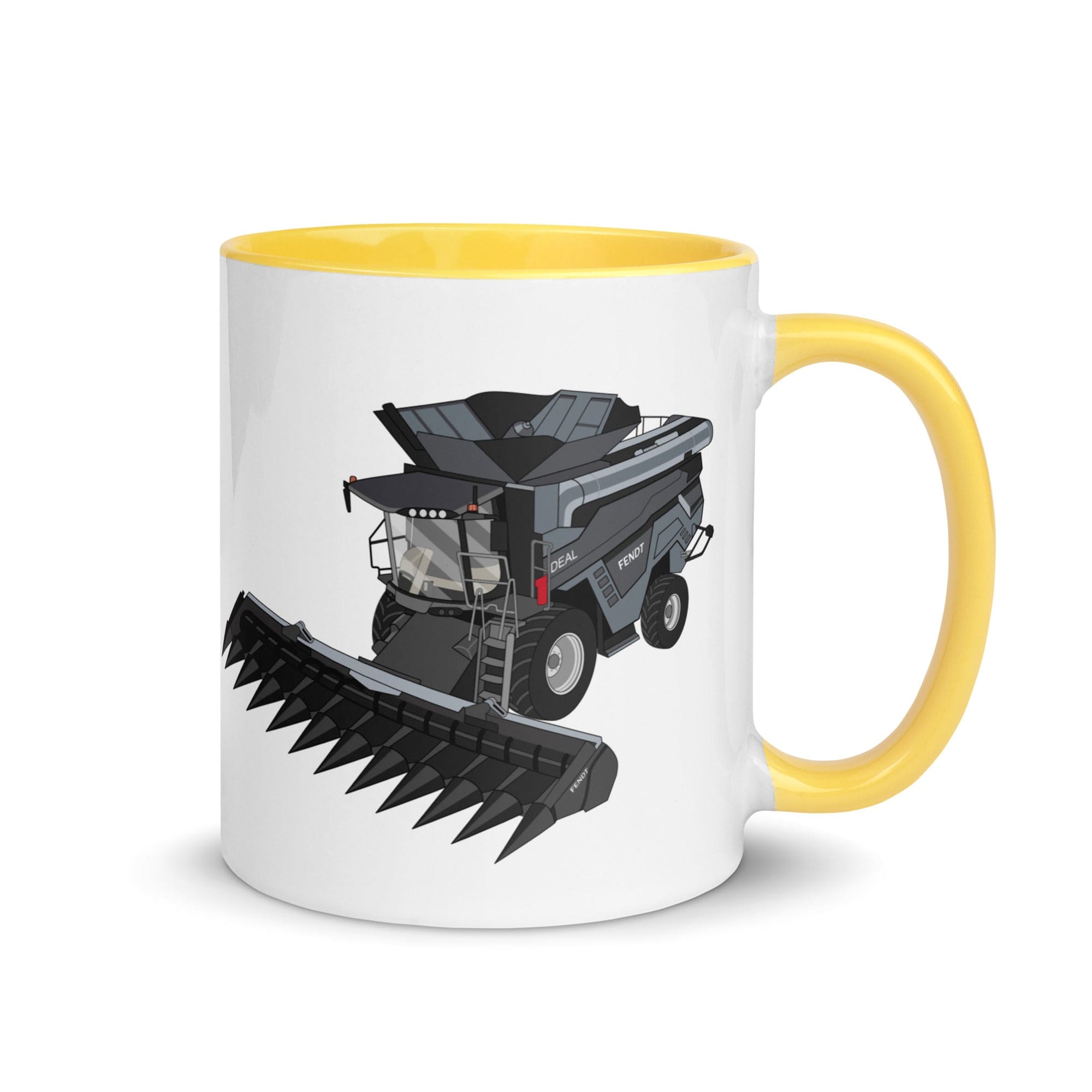 The Tractors Mugs Store Yellow Fendt 9T Ideal Combine Harvester Mug with Color Inside Quality Farmers Merch